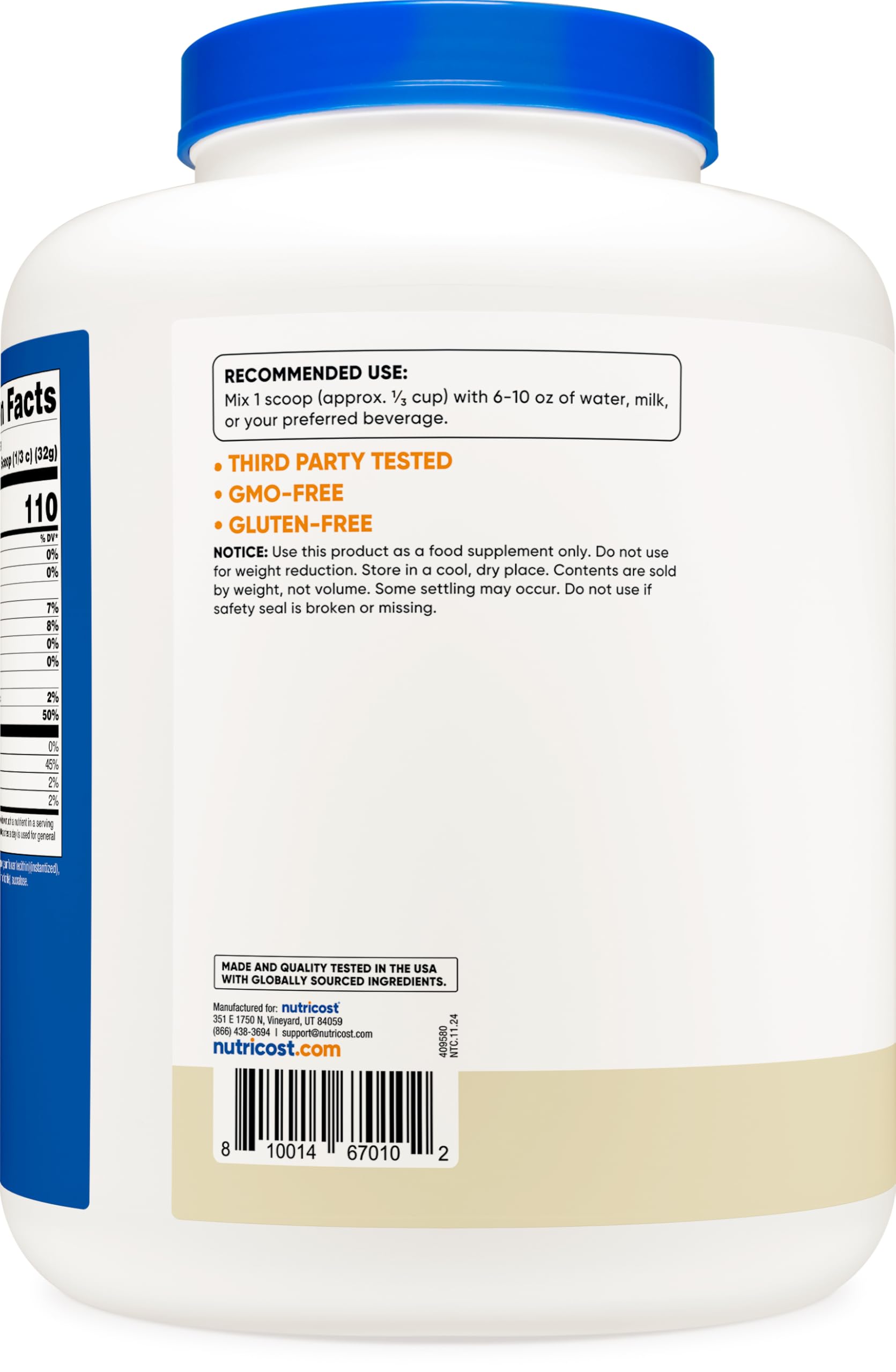 Foto 4 | Proteína En Polvo Nutricost Caseína Micelar 2,27 Kg Vainilla - Venta Internacional.