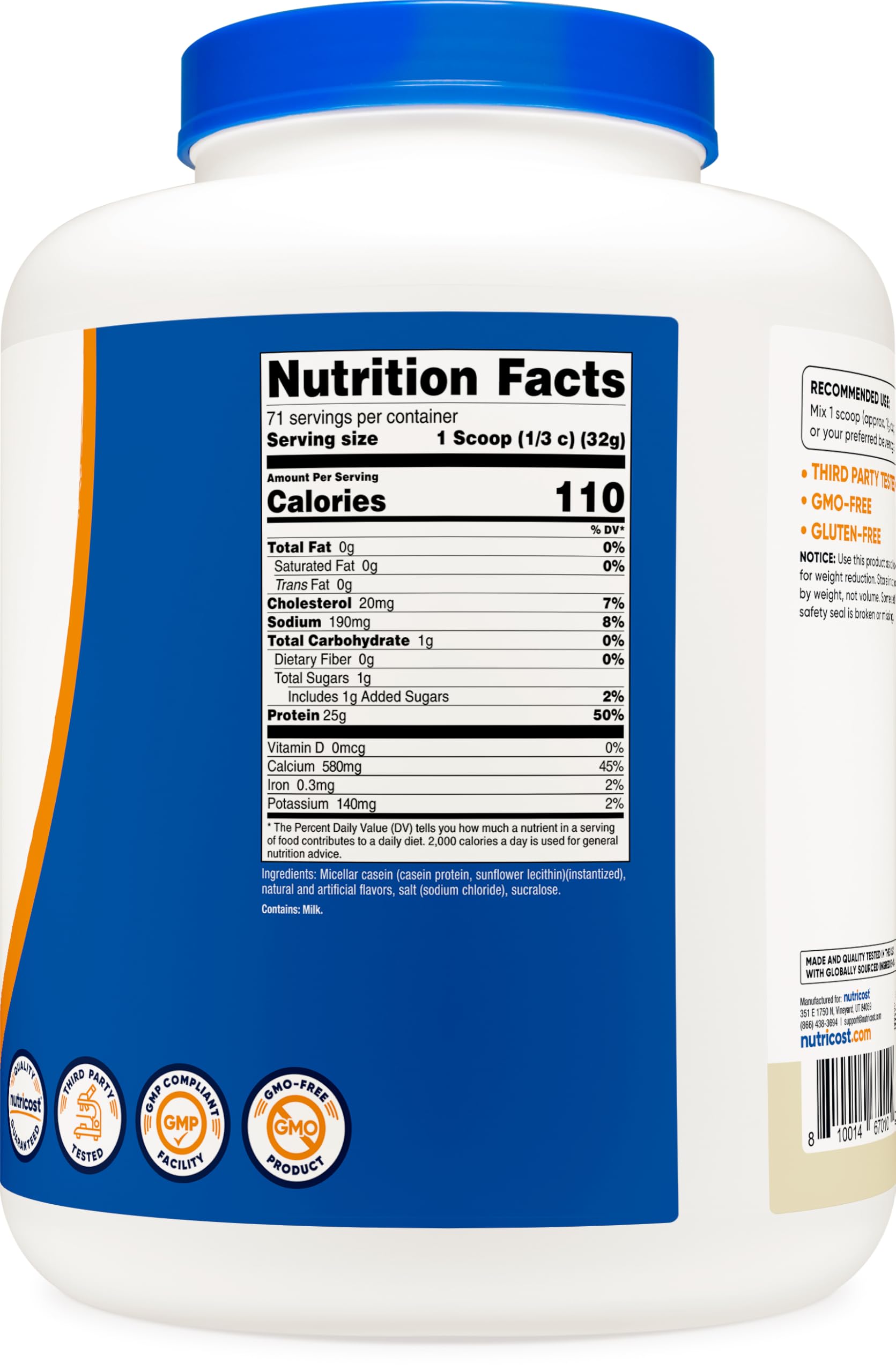 Foto 6 pulgar | Proteína En Polvo Nutricost Caseína Micelar 2,27 Kg Vainilla - Venta Internacional.