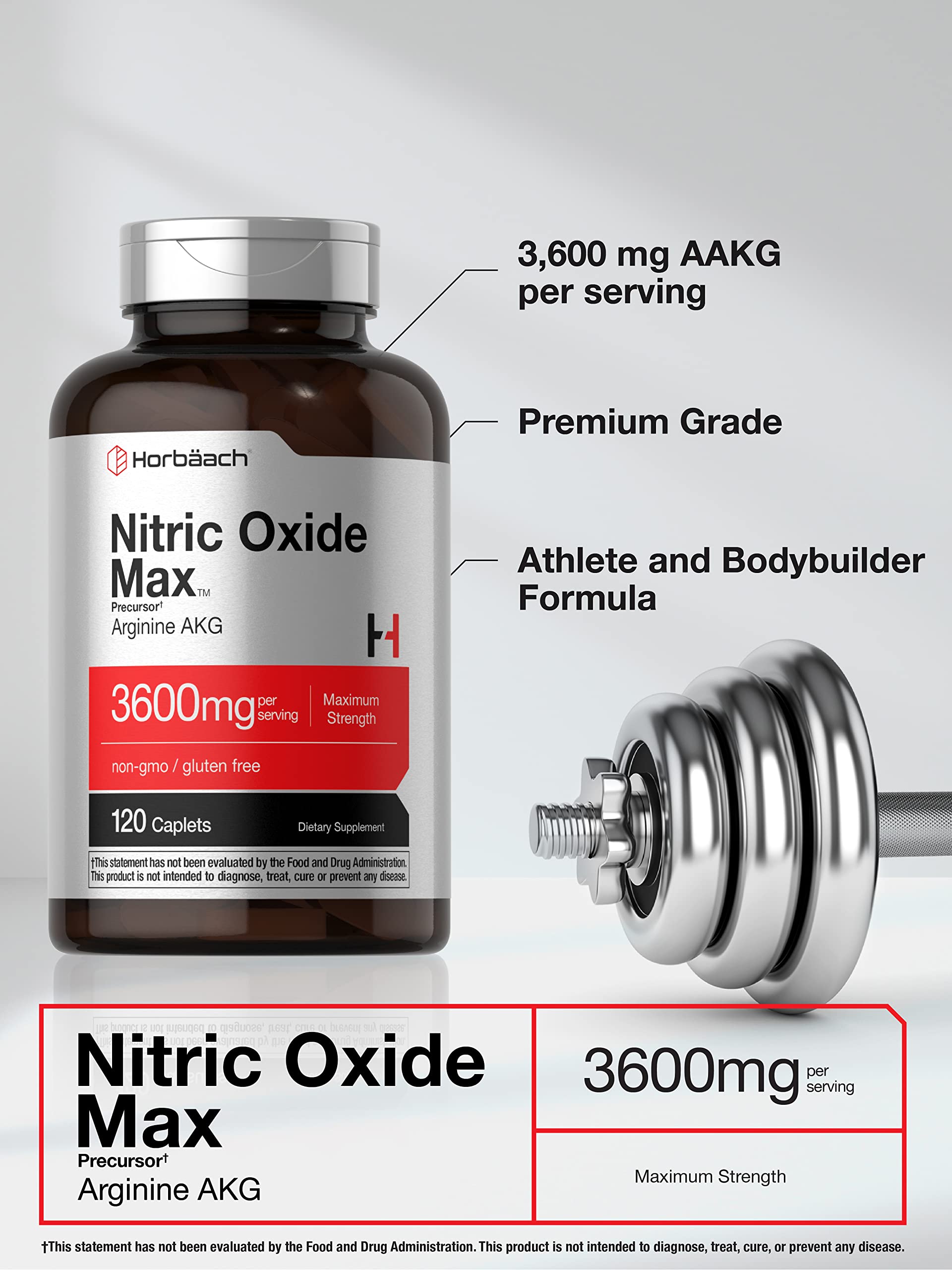 Foto 4 pulgar | Suplemento De Óxido Nítrico Horbaach Max 3600 Mg 120 Cápsulas - Venta Internacional.