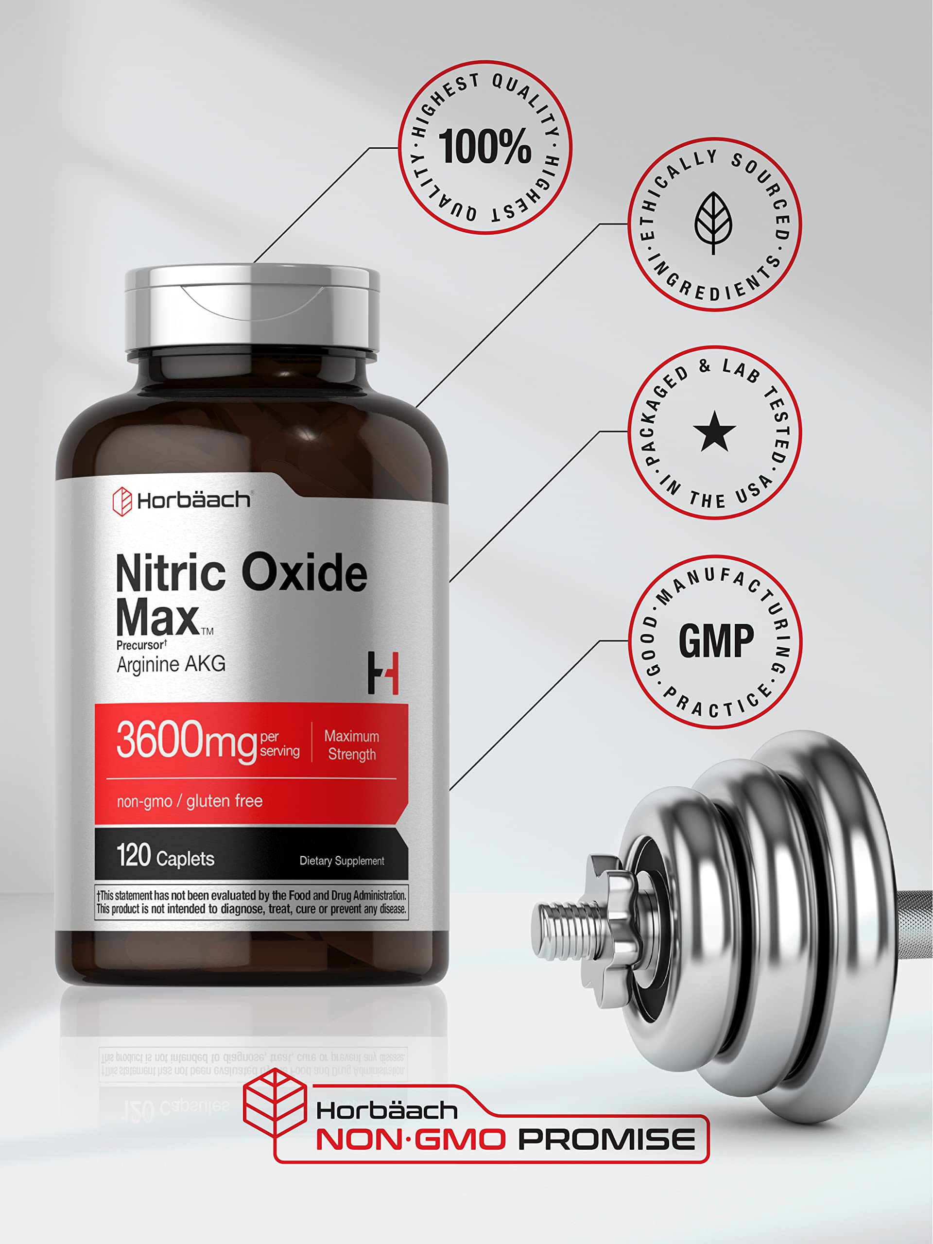 Foto 6 pulgar | Suplemento De Óxido Nítrico Horbaach Max 3600 Mg 120 Cápsulas - Venta Internacional.