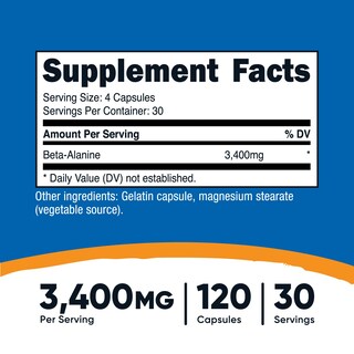 Foto 2 | Suplemento Nutricost, Cápsulas De Beta-alanina, 3400 Mg, 120 Cápsulas - Venta Internacional.