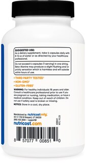 Foto 4 | Suplemento Nutricost, Cápsulas De Beta-alanina, 3400 Mg, 120 Cápsulas - Venta Internacional.