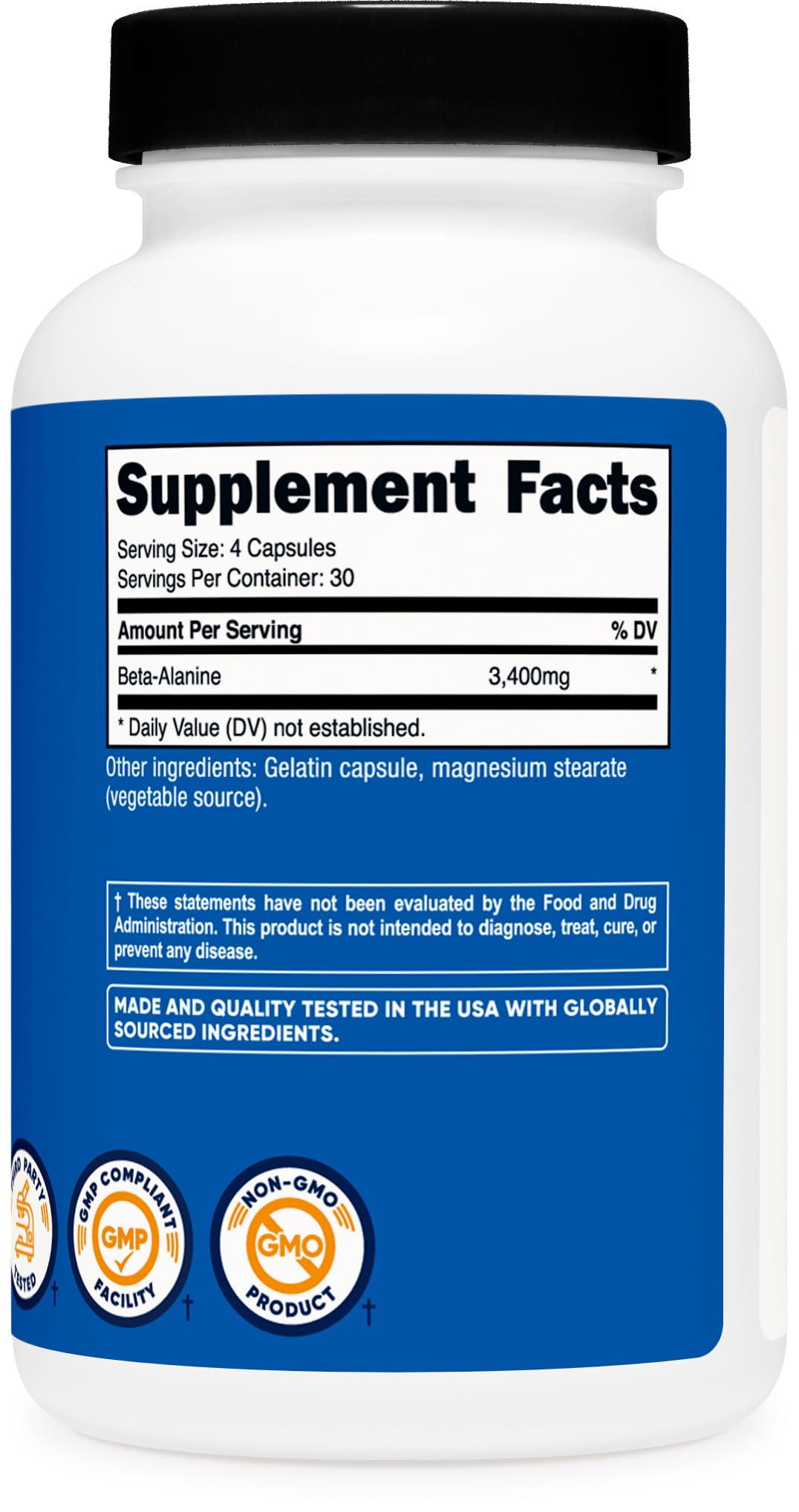 Foto 6 pulgar | Suplemento Nutricost, Cápsulas De Beta-alanina, 3400 Mg, 120 Cápsulas - Venta Internacional.