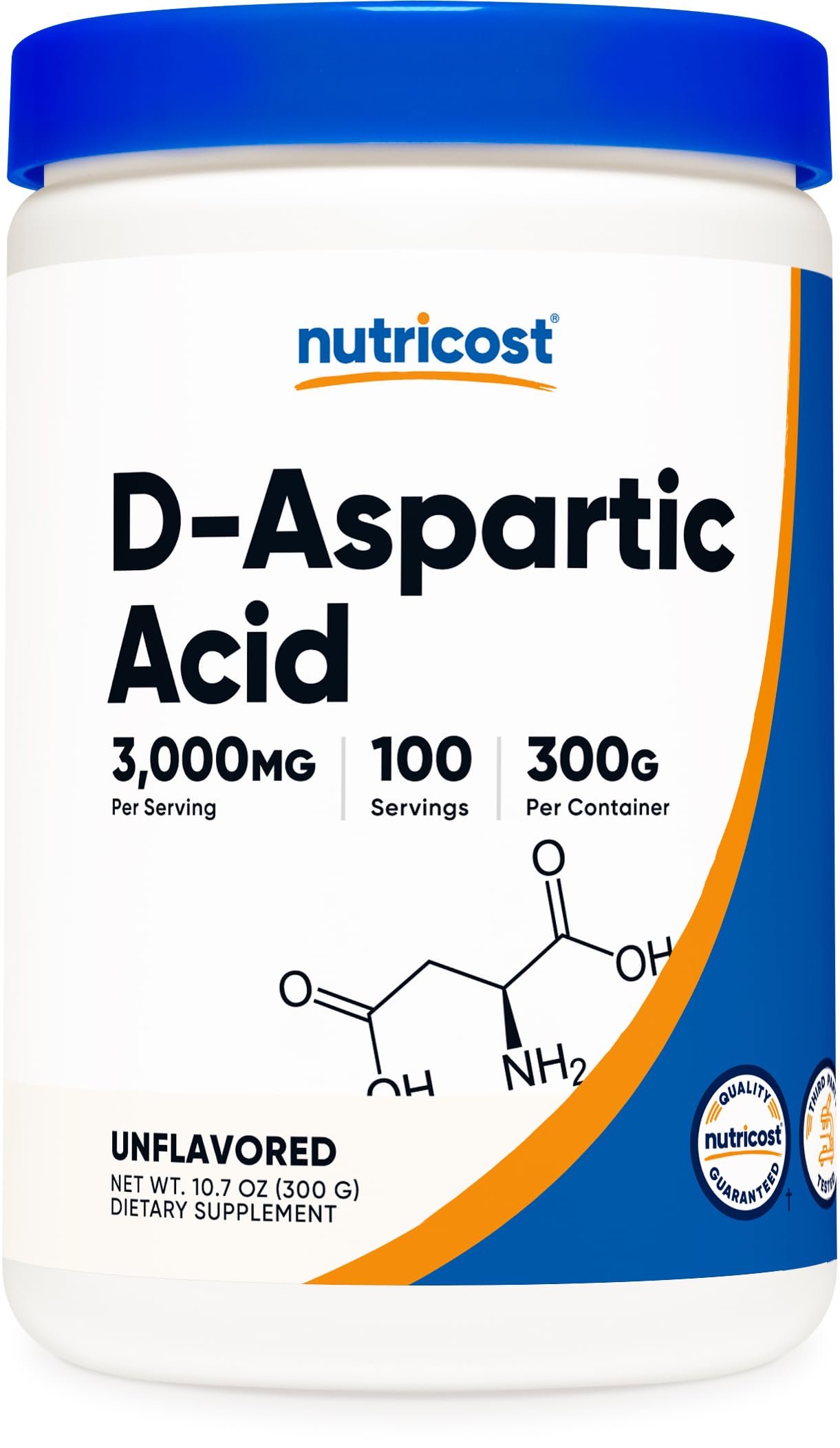 Foto 1 | Suplemento Nutricost De Ácido D-aspártico (daa) En Polvo 300 G - Venta Internacional.