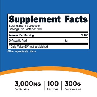 Foto 2 | Suplemento Nutricost De Ácido D-aspártico (daa) En Polvo 300 G - Venta Internacional.
