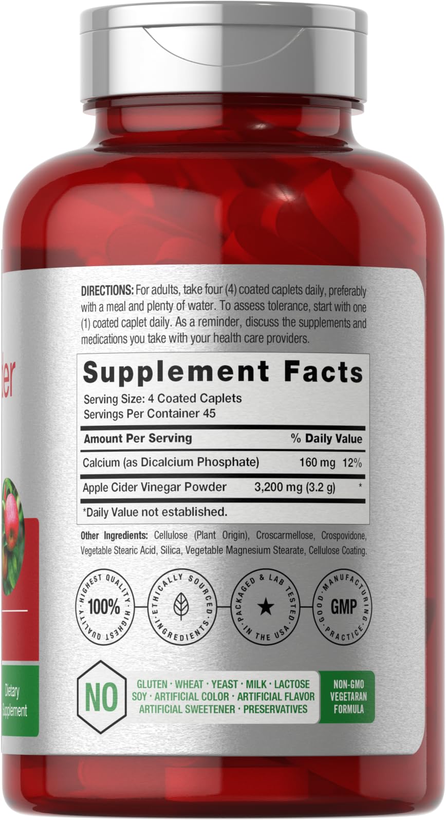 Foto 3 pulgar | Suplemento De Vinagre De Sidra De Manzana Horbaach, 320 Mg, 180 Píldoras - Venta Internacional.