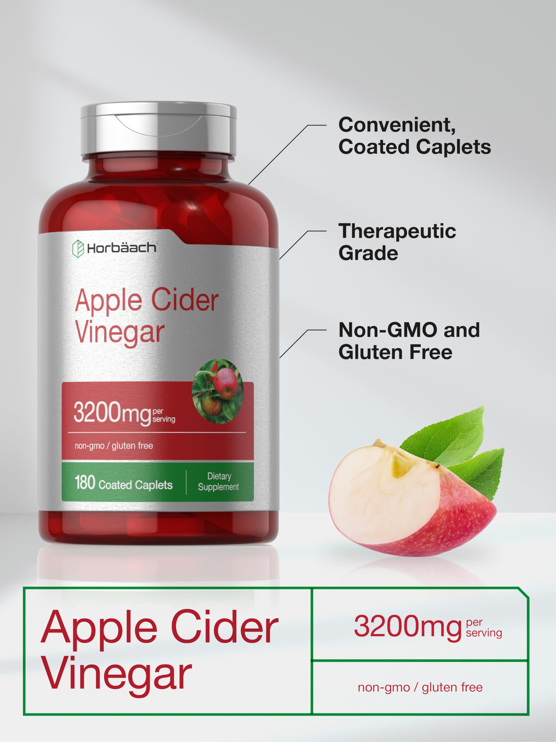 Foto 5 pulgar | Suplemento De Vinagre De Sidra De Manzana Horbaach, 320 Mg, 180 Píldoras - Venta Internacional.
