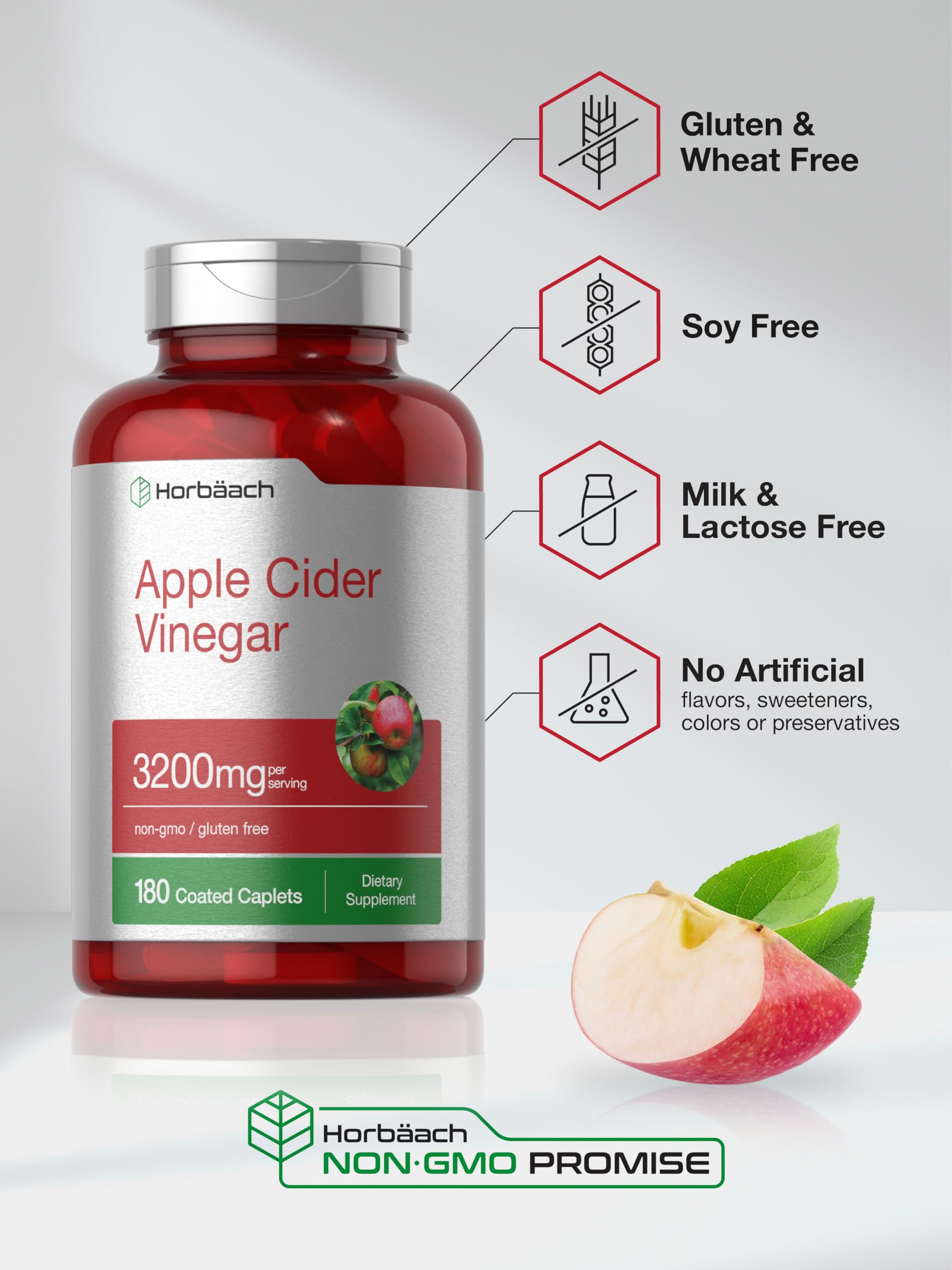 Foto 5 | Suplemento De Vinagre De Sidra De Manzana Horbaach, 320 Mg, 180 Píldoras - Venta Internacional.