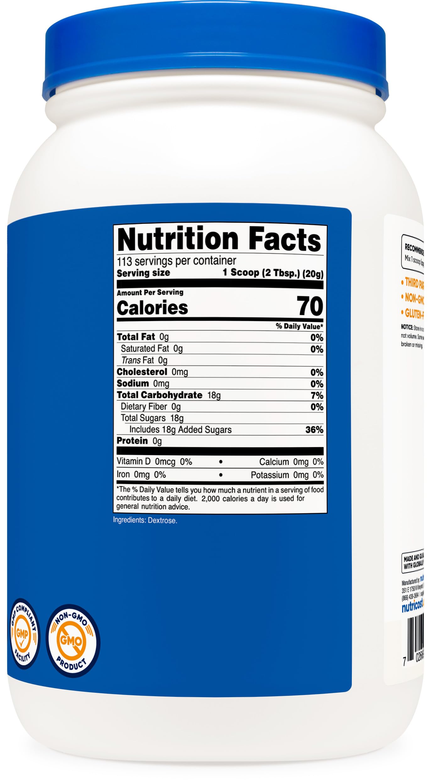 Foto 5 pulgar | Dextrosa En Polvo Nutricost 2,27 Kg, Sin Ogm, Sin Gluten - Venta Internacional.
