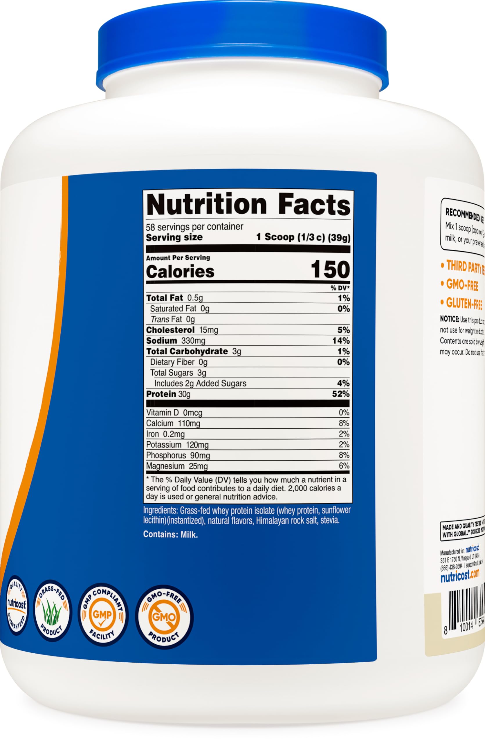 Foto 6 pulgar | Proteína En Polvo Nutricost Whey Isolate Vainilla Alimentada Con Pasto, 2,27 Kg - Venta Internacional.