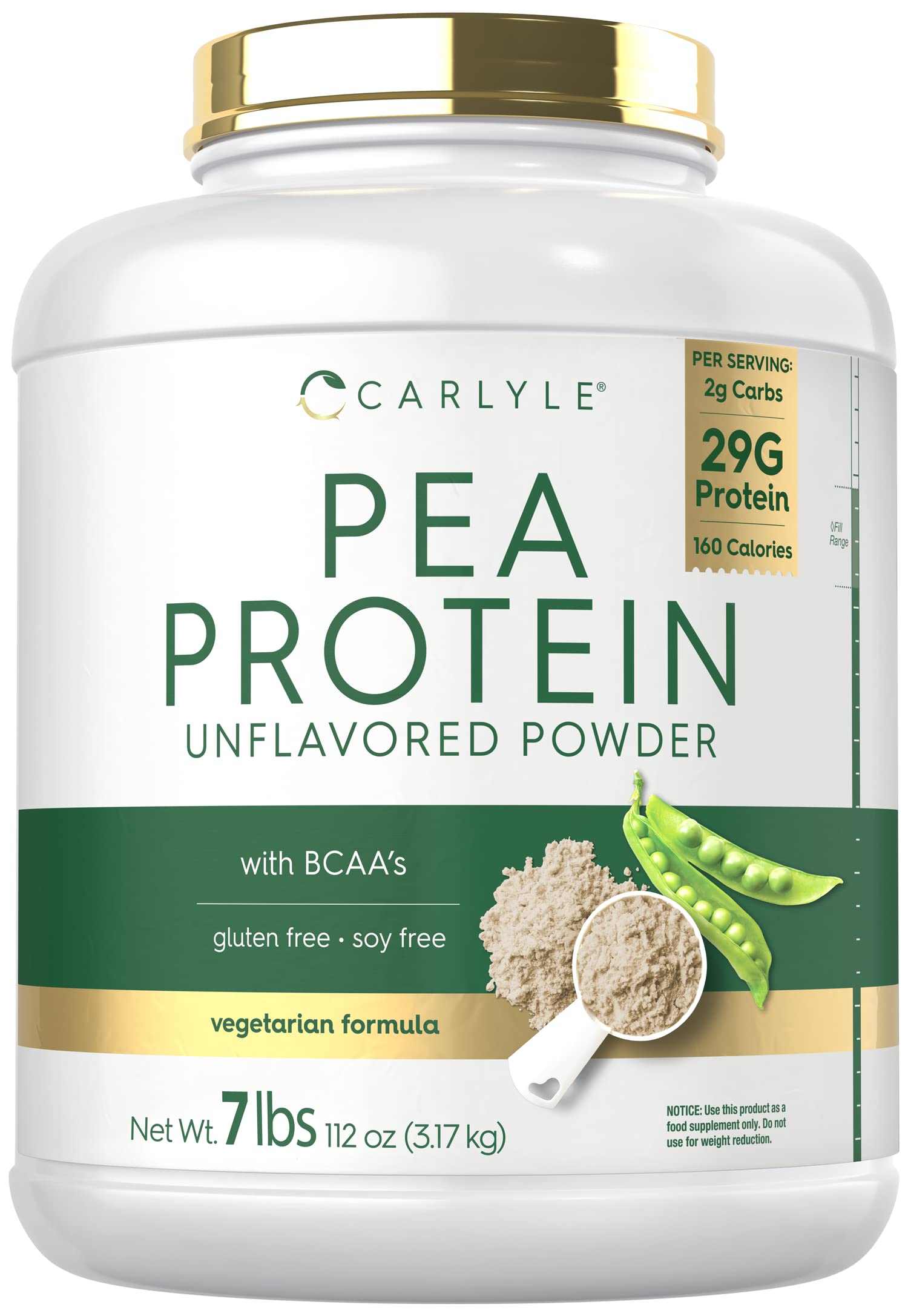 Foto 1 | Proteína De Guisante En Polvo Carlyle, 3,18 Kg, Sin Sabor, 29 G De Proteína - Venta Internacional.