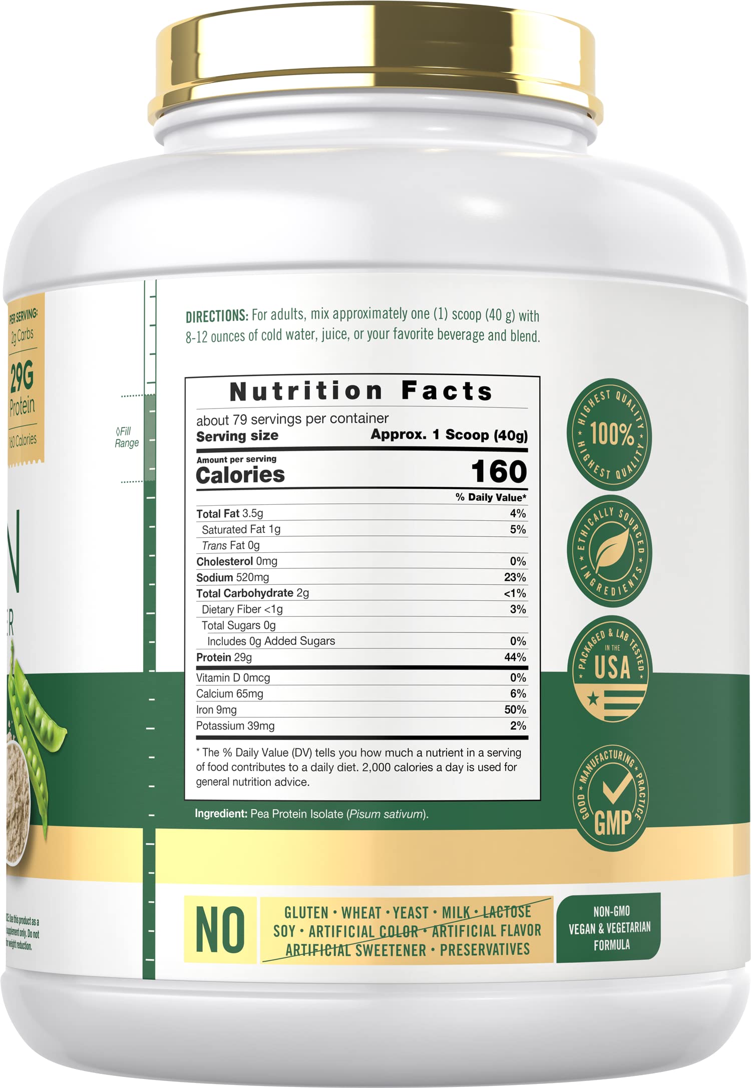 Foto 3 pulgar | Proteína De Guisante En Polvo Carlyle, 3,18 Kg, Sin Sabor, 29 G De Proteína - Venta Internacional.