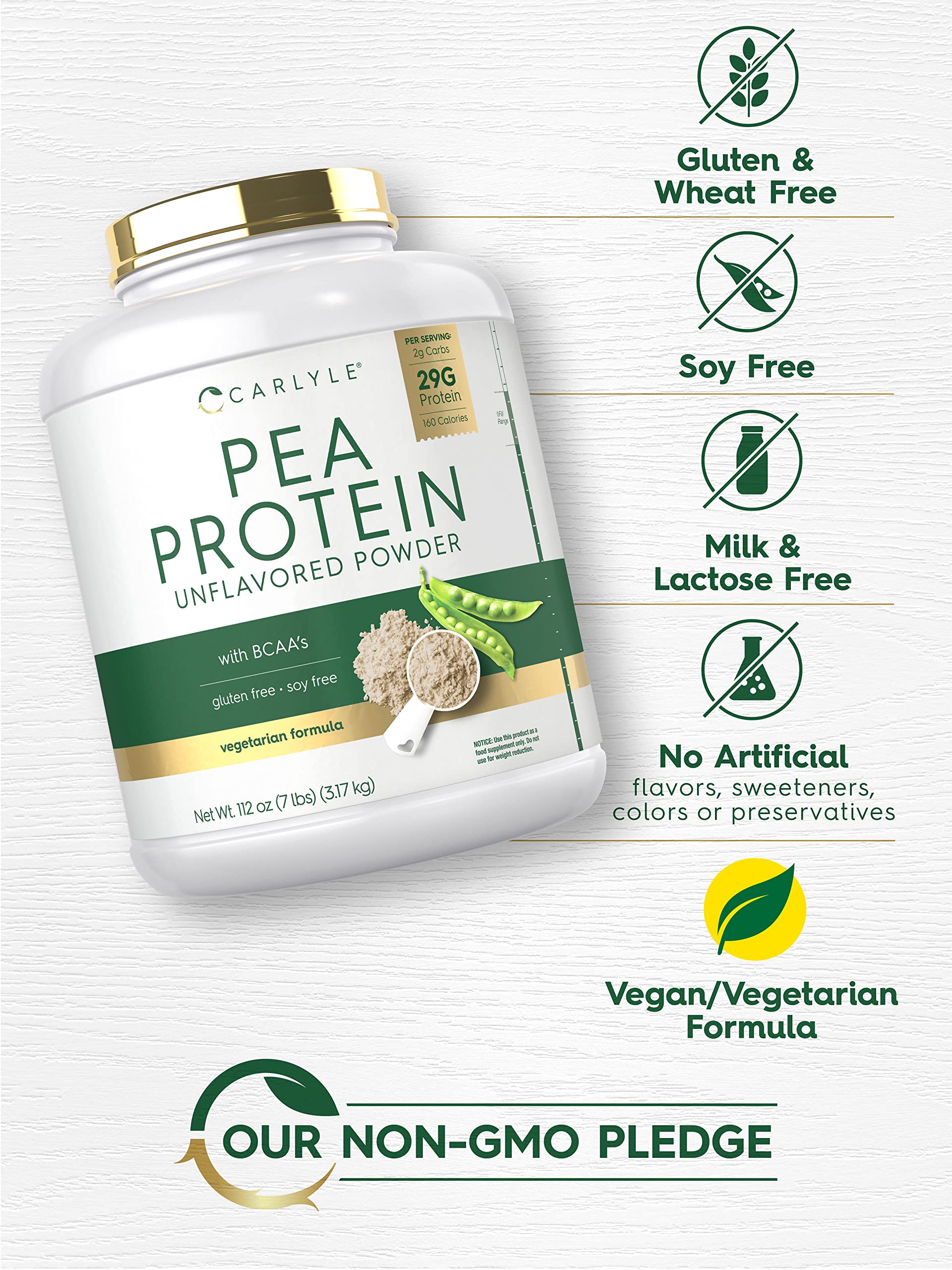 Foto 5 pulgar | Proteína De Guisante En Polvo Carlyle, 3,18 Kg, Sin Sabor, 29 G De Proteína - Venta Internacional.