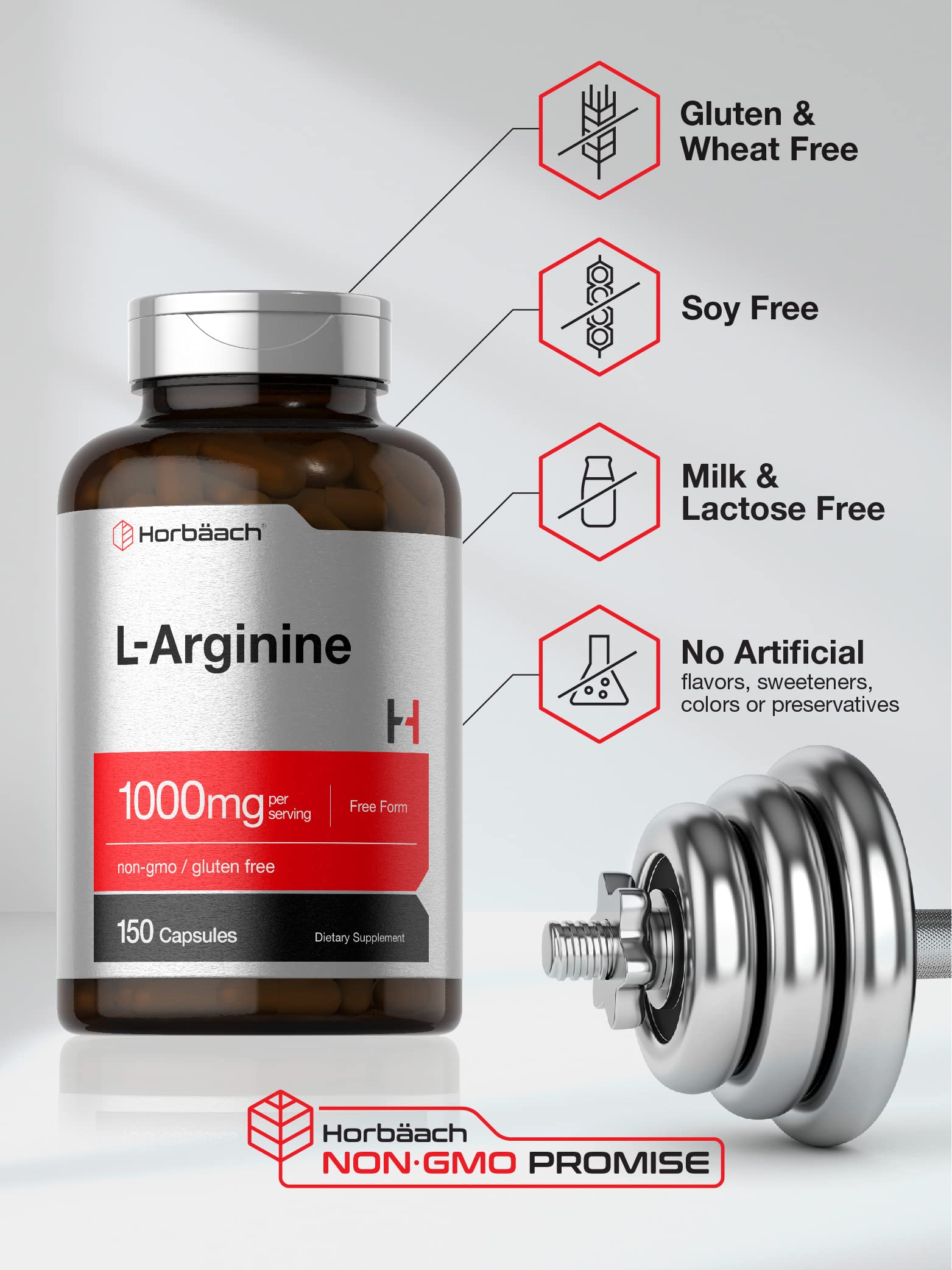 Foto 5 pulgar | Suplemento Horbäach L Arginina, 1000 Mg, Cápsulas, 150 Píldoras - Venta Internacional.