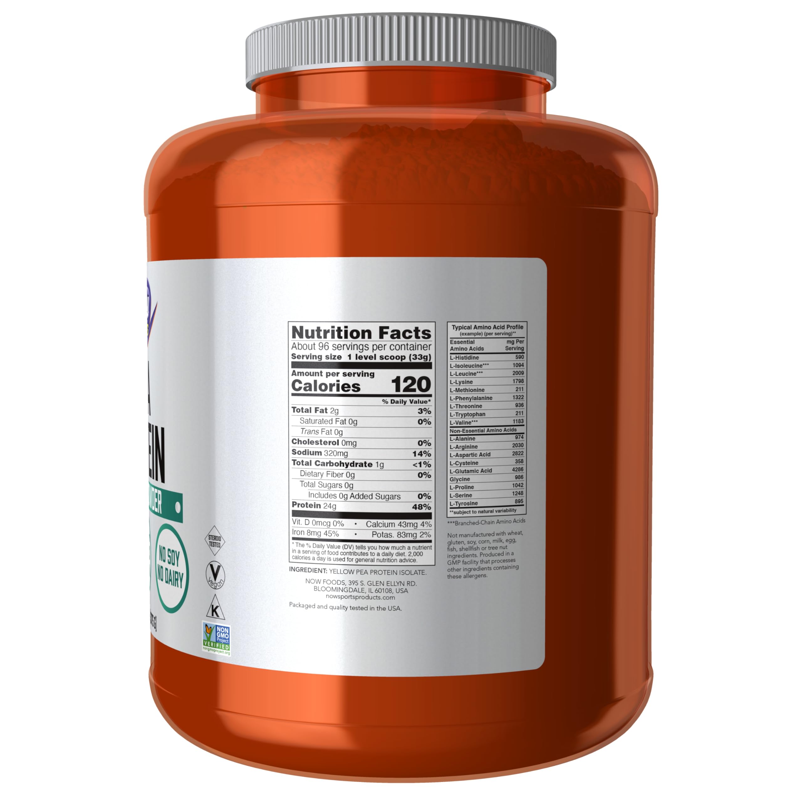 Foto 2 | Proteína En Polvo Now Foods Sports Nutrition, Guisante, 24 G, 3,18 Kg - Venta Internacional.