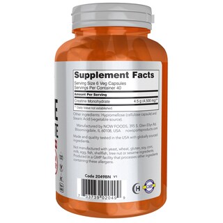 Foto 2 | Suplemento Now Sports Nutrition Monohidrato De Creatina 750 Mg - Venta Internacional.