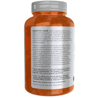 Foto 3 | Suplemento Now Sports Nutrition Monohidrato De Creatina 750 Mg - Venta Internacional.