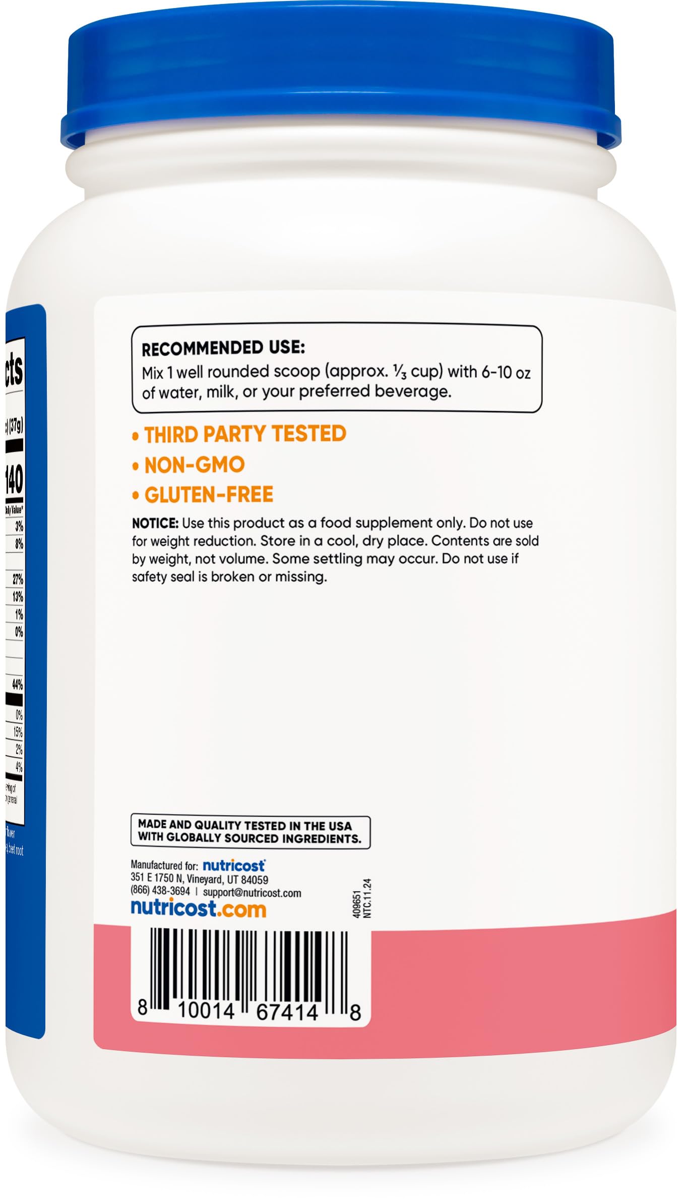 Foto 5 pulgar | Concentrado De Proteína De Suero Nutricost Fresa 907 G - Venta Internacional.