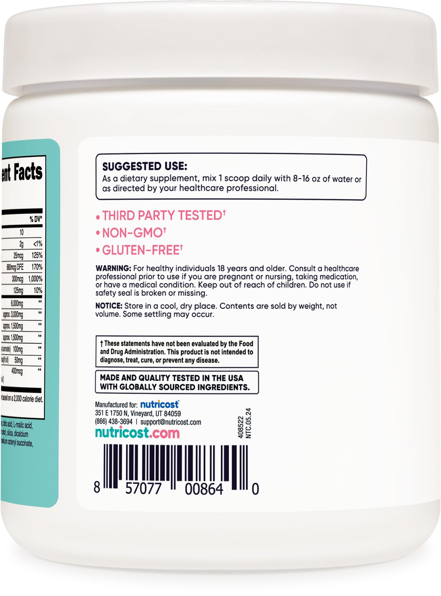 Foto 5 pulgar | Limonada De Fresa Bcaa Nutricost Para Mujer 30 Porciones - Venta Internacional.