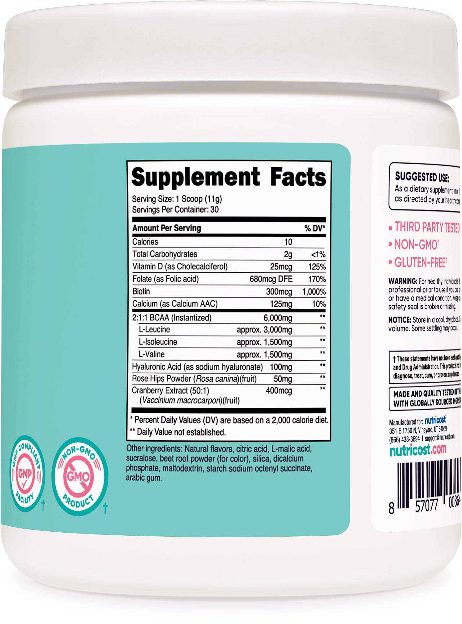 Foto 6 pulgar | Limonada De Fresa Bcaa Nutricost Para Mujer 30 Porciones - Venta Internacional.
