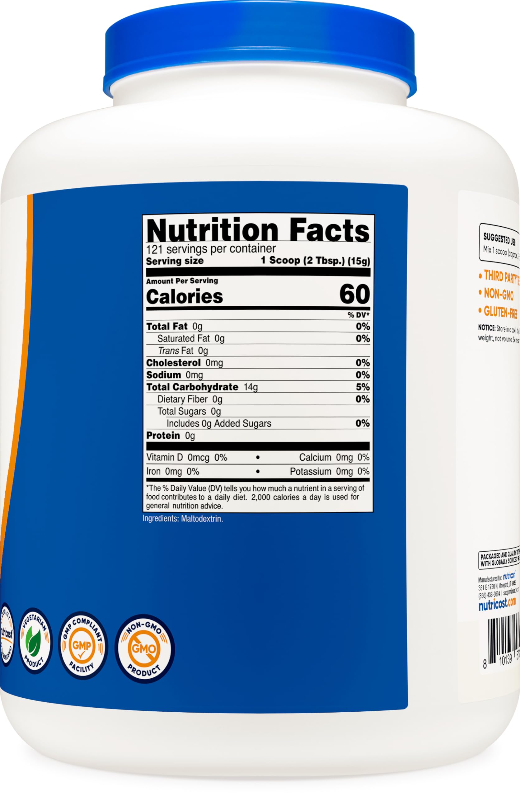 Foto 6 pulgar | Maltodextrina En Polvo Nutricost 1,8 Kg Sin Gluten, Sin Ogm - Venta Internacional.