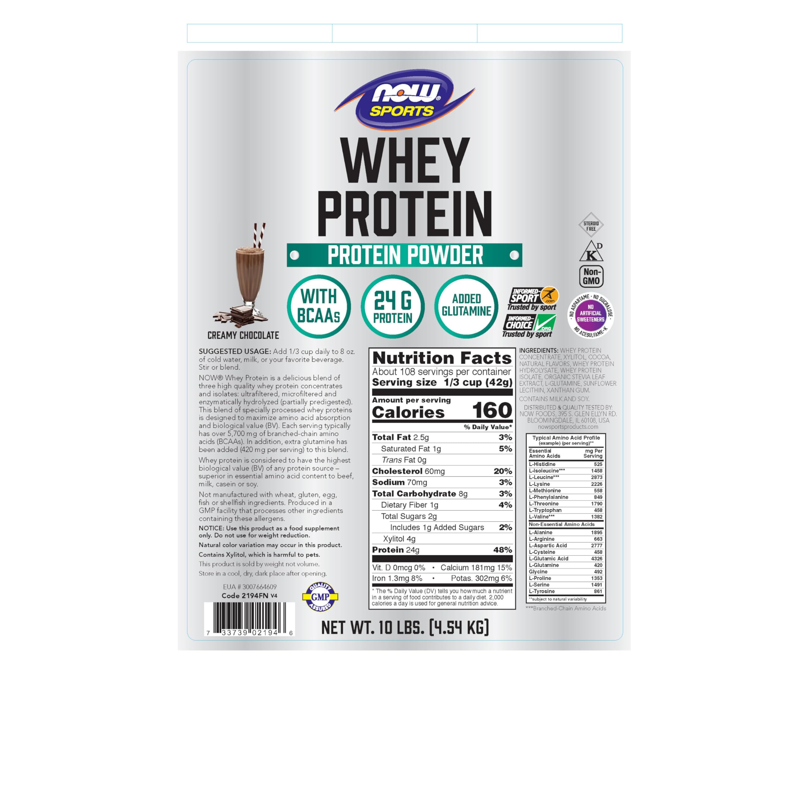 Foto 2 | Whey Protein Now Foods Sports Nutrition Chocolate Cremoso, 4,54 Kg - Venta Internacional.