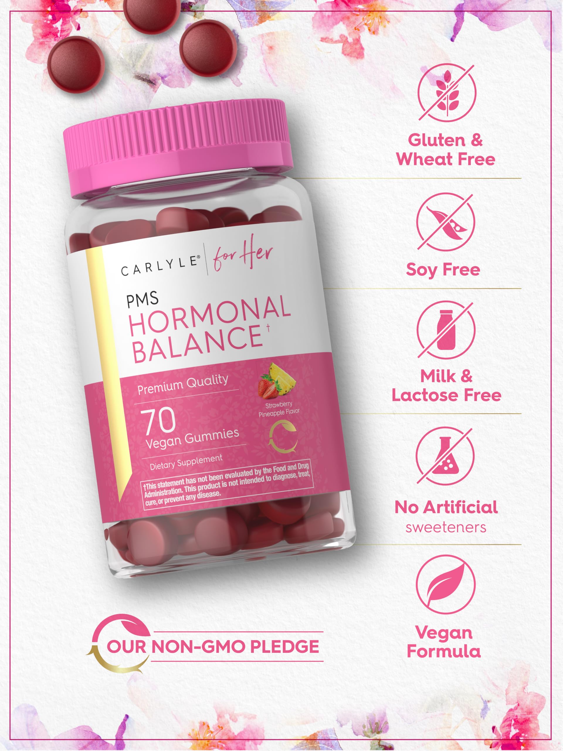 Foto 5 | Suplemento Carlyle Hormonal Balance Para Mujeres Y Síndrome Premenstrual, 70 Gomitas - Venta Internacional.