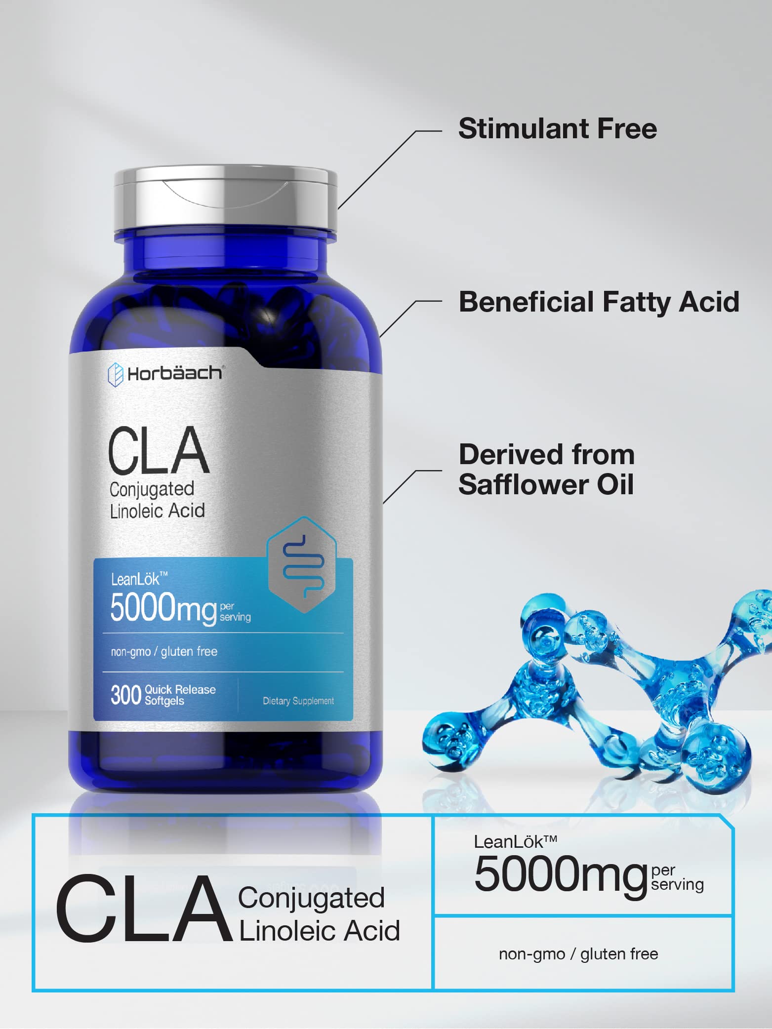 Foto 3 | Suplemento Horbäach Cla 300 Pastillas De Gelatina Blanda De 5000 Mg De Potencia - Venta Internacional.