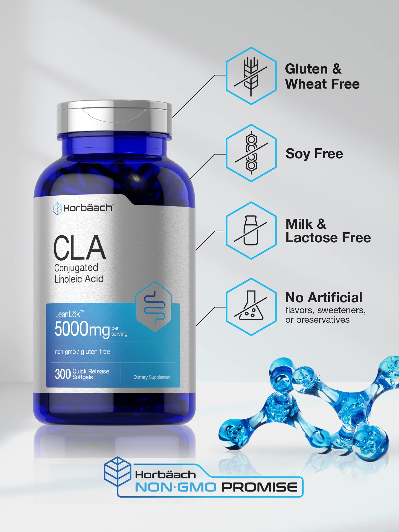 Foto 4 | Suplemento Horbäach Cla 300 Pastillas De Gelatina Blanda De 5000 Mg De Potencia - Venta Internacional.