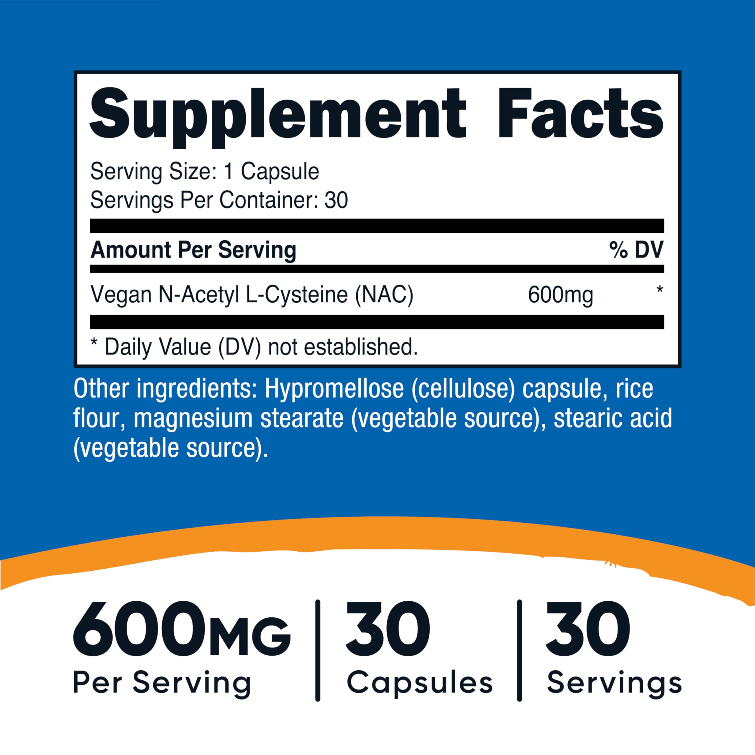 Foto 3 pulgar | Suplemento Nutricost De N-acetil L-cisteína (nac) 600 Mg 30 Cápsulas - Venta Internacional.