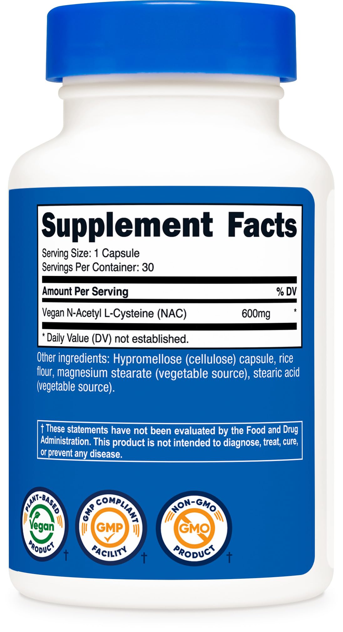 Foto 6 pulgar | Suplemento Nutricost De N-acetil L-cisteína (nac) 600 Mg 30 Cápsulas - Venta Internacional.