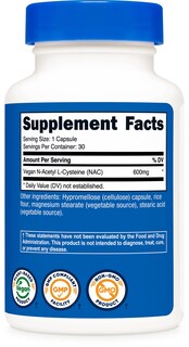 Foto 5 | Suplemento Nutricost De N-acetil L-cisteína (nac) 600 Mg 30 Cápsulas - Venta Internacional.