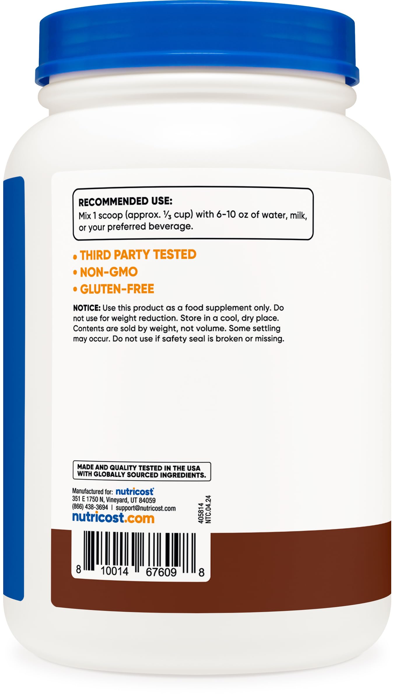 Foto 4 | Concentrado De Proteína De Suero Nutricost Chocolate 907 G - Venta Internacional.