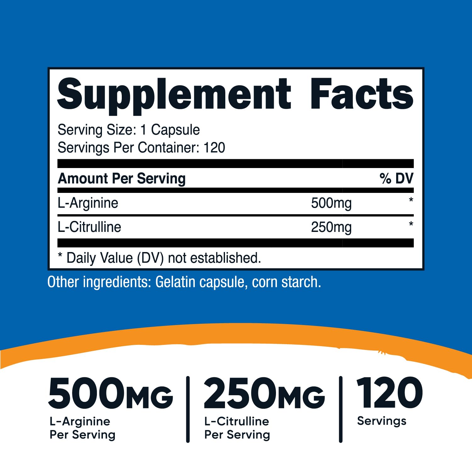 Foto 3 pulgar | Suplemento Nutricost L-arginina L-citrulina 750 Mg 120 Cápsulas - Venta Internacional.