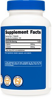 Foto 5 | Suplemento Nutricost L-arginina L-citrulina 750 Mg 120 Cápsulas - Venta Internacional.