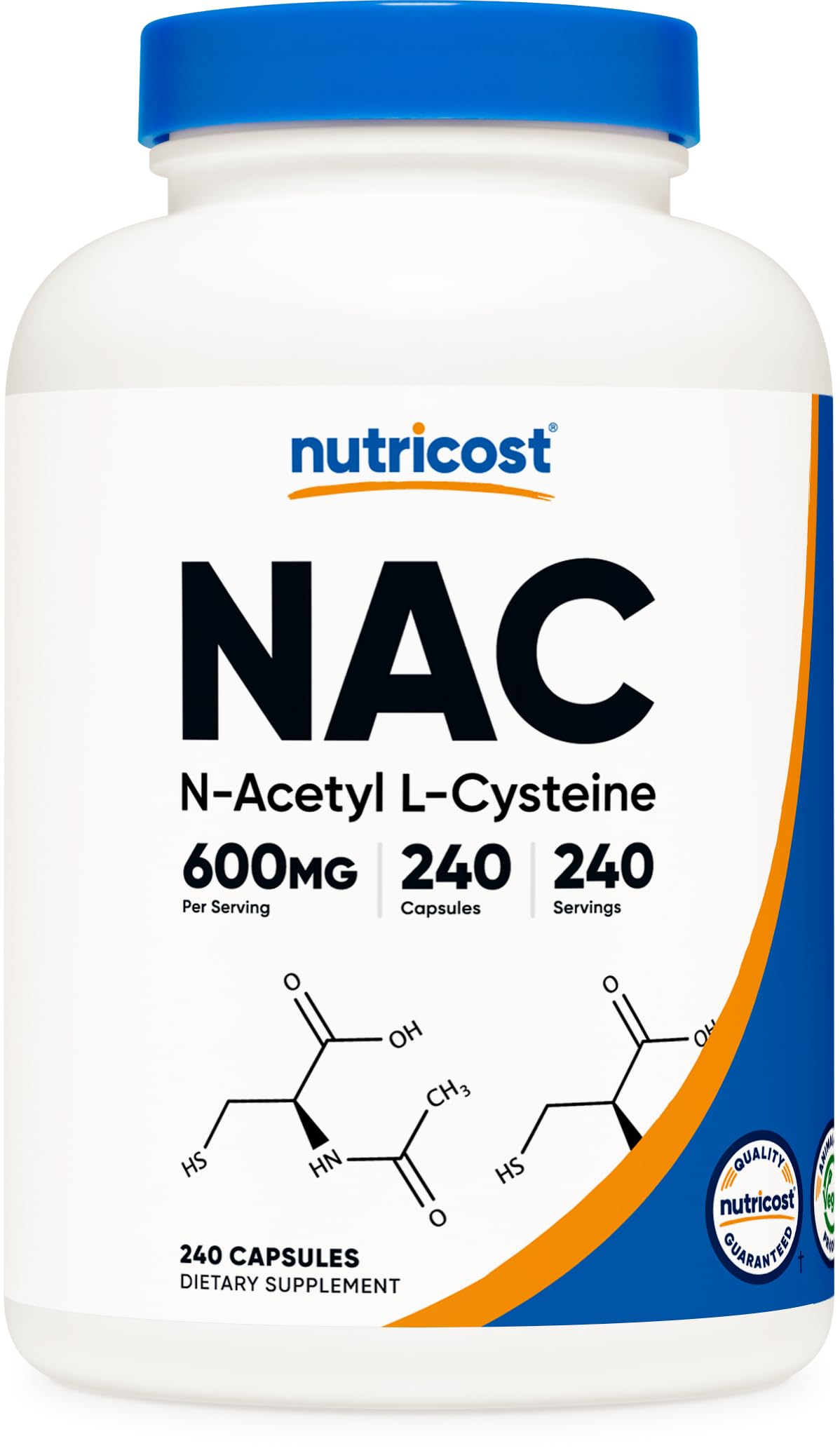 Foto 2 pulgar | Suplemento Nutricost De N-acetil L-cisteína (nac) 600 Mg 240 Cápsulas - Venta Internacional.