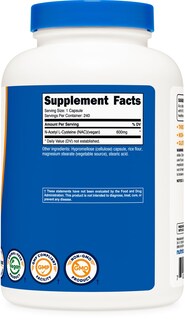 Foto 4 | Suplemento Nutricost De N-acetil L-cisteína (nac) 600 Mg 240 Cápsulas - Venta Internacional.