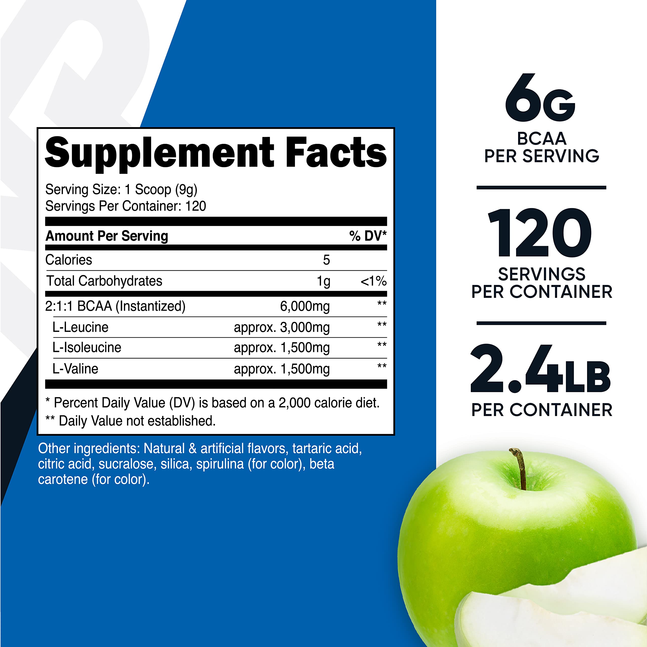 Foto 3 pulgar | Bcaa En Polvo Nutricost 2:1:1 Sabor A Manzana Verde 120 Porciones - Venta Internacional.