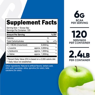 Foto 2 | Bcaa En Polvo Nutricost 2:1:1 Sabor A Manzana Verde 120 Porciones - Venta Internacional.
