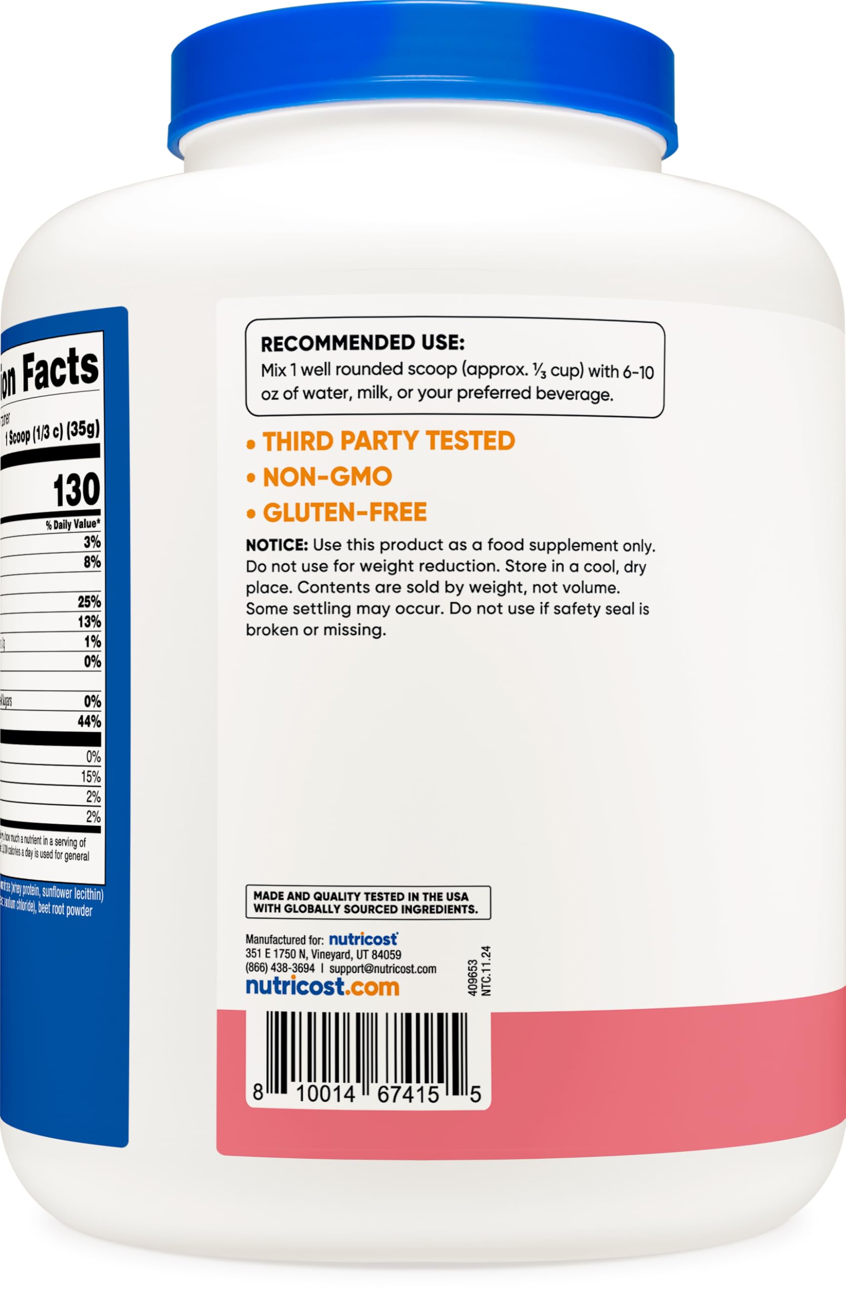 Foto 5 pulgar | Concentrado De Proteína De Suero Nutricost Fresa 2,27 Kg - Venta Internacional.
