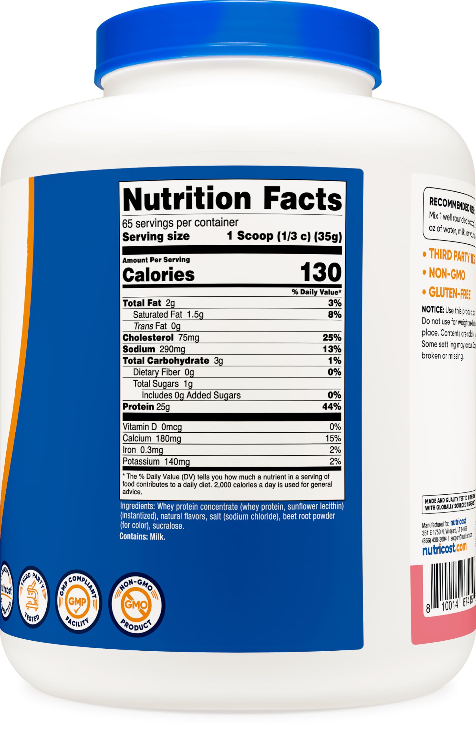 Foto 6 pulgar | Concentrado De Proteína De Suero Nutricost Fresa 2,27 Kg - Venta Internacional.