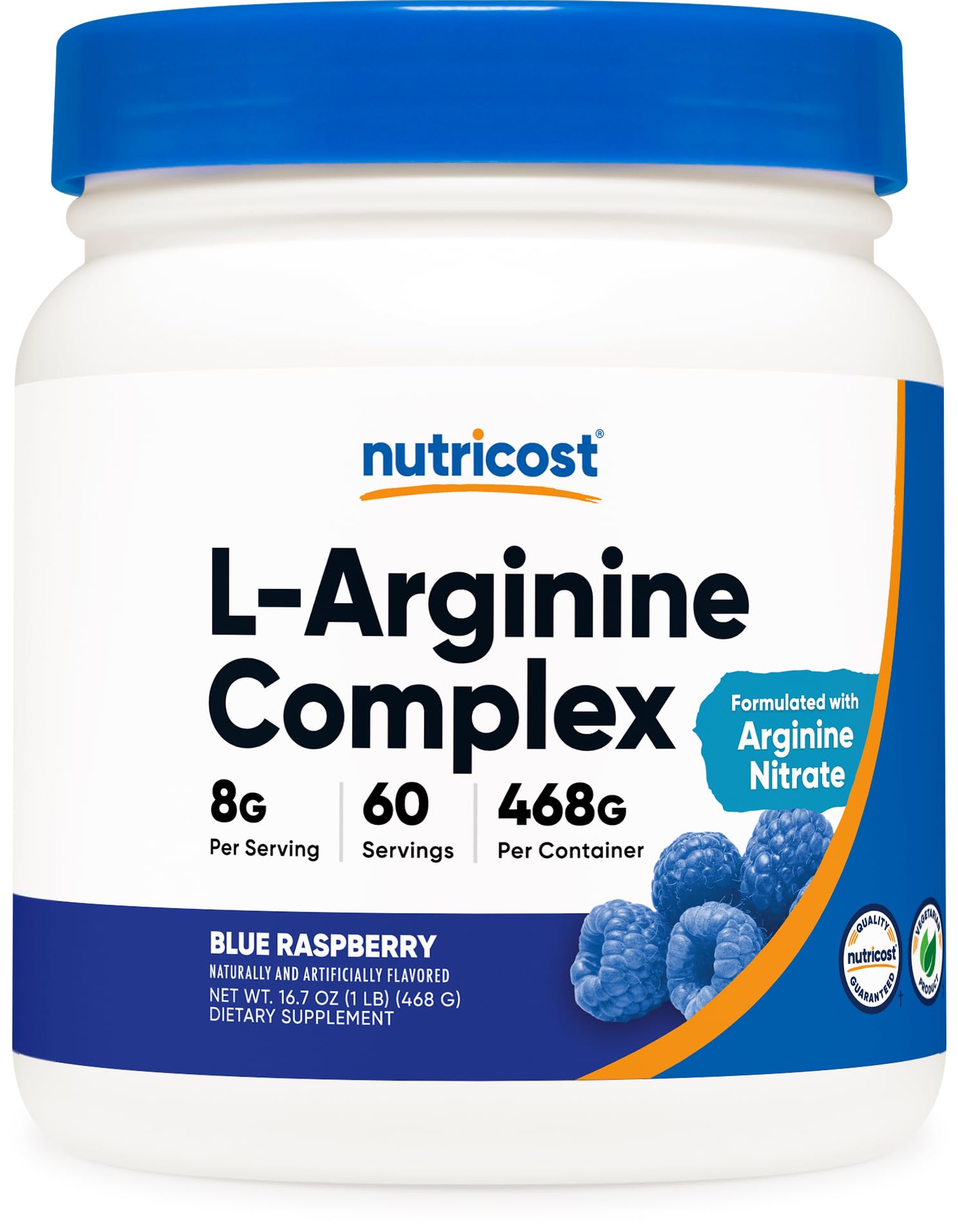 Foto 2 pulgar | Suplemento Nutricost, Complejo De L-arginina, Frambuesa Azul, 60 Dosis - Venta Internacional.