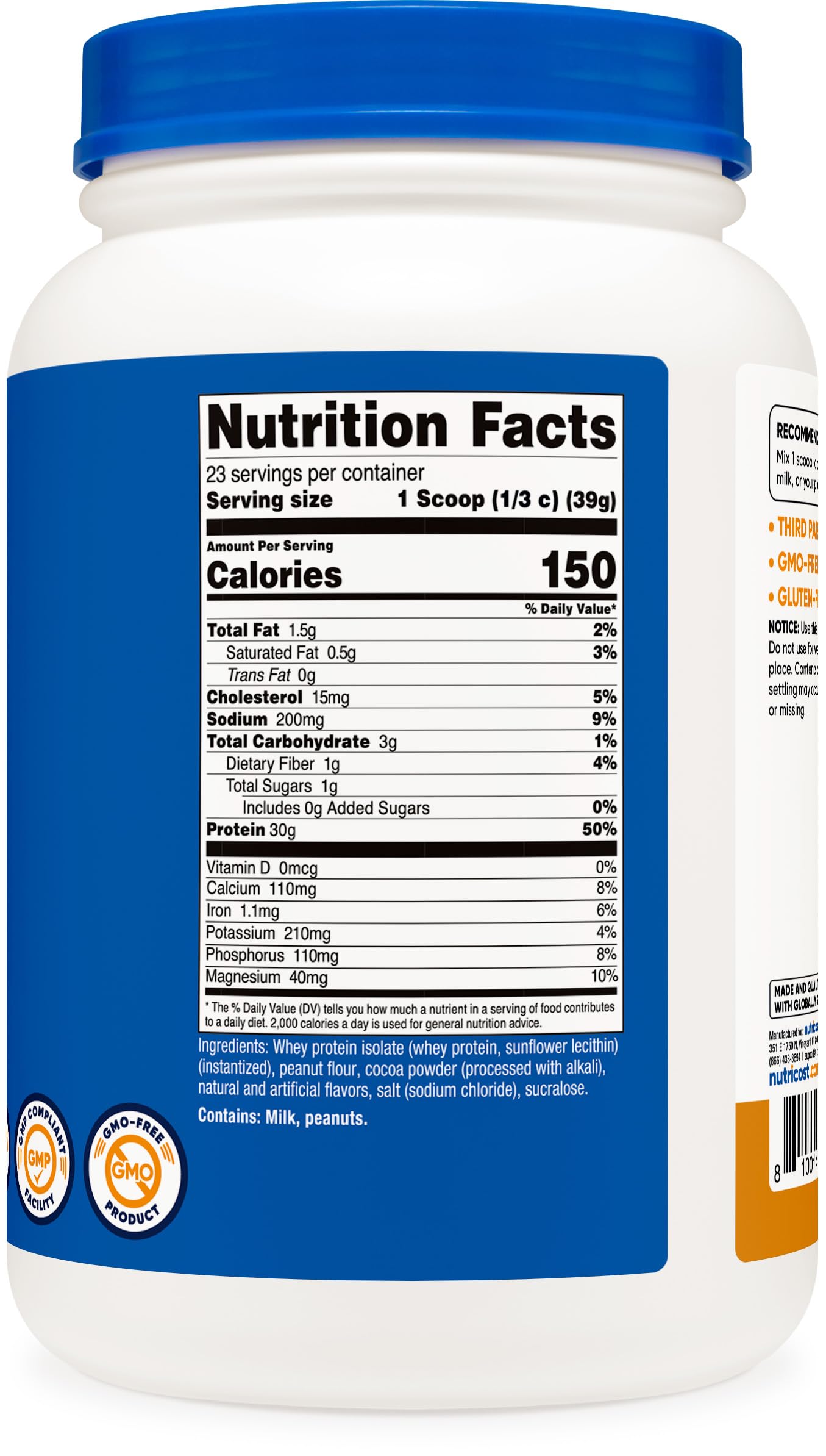 Foto 4 | Proteína En Polvo Nutricost, Proteína De Suero Aislada, Chocolate, Mantequilla De Maní, 907 G - Venta Internacional.
