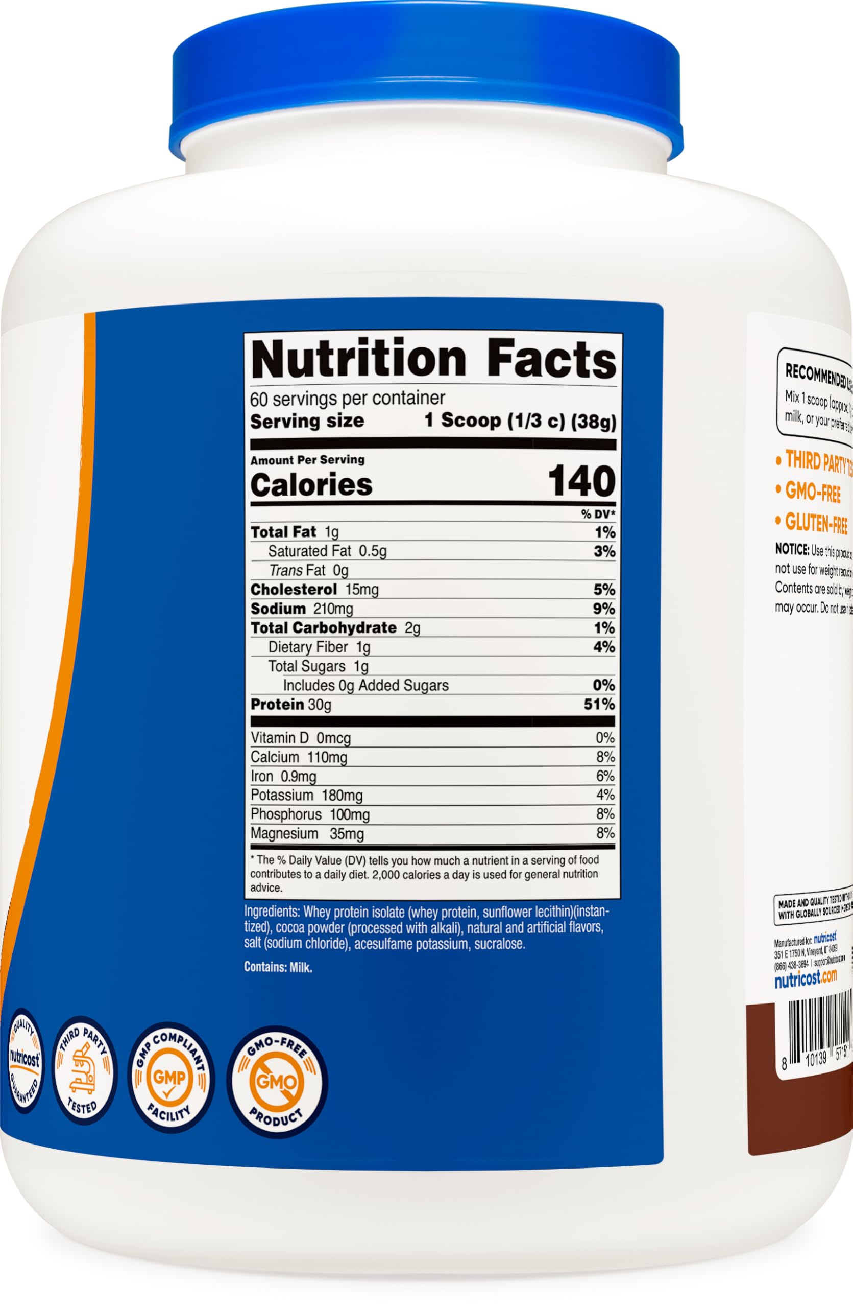 Foto 6 pulgar | Proteína En Polvo Nutricost Whey Protein Isolate Chocolate Con Leche - Venta Internacional.