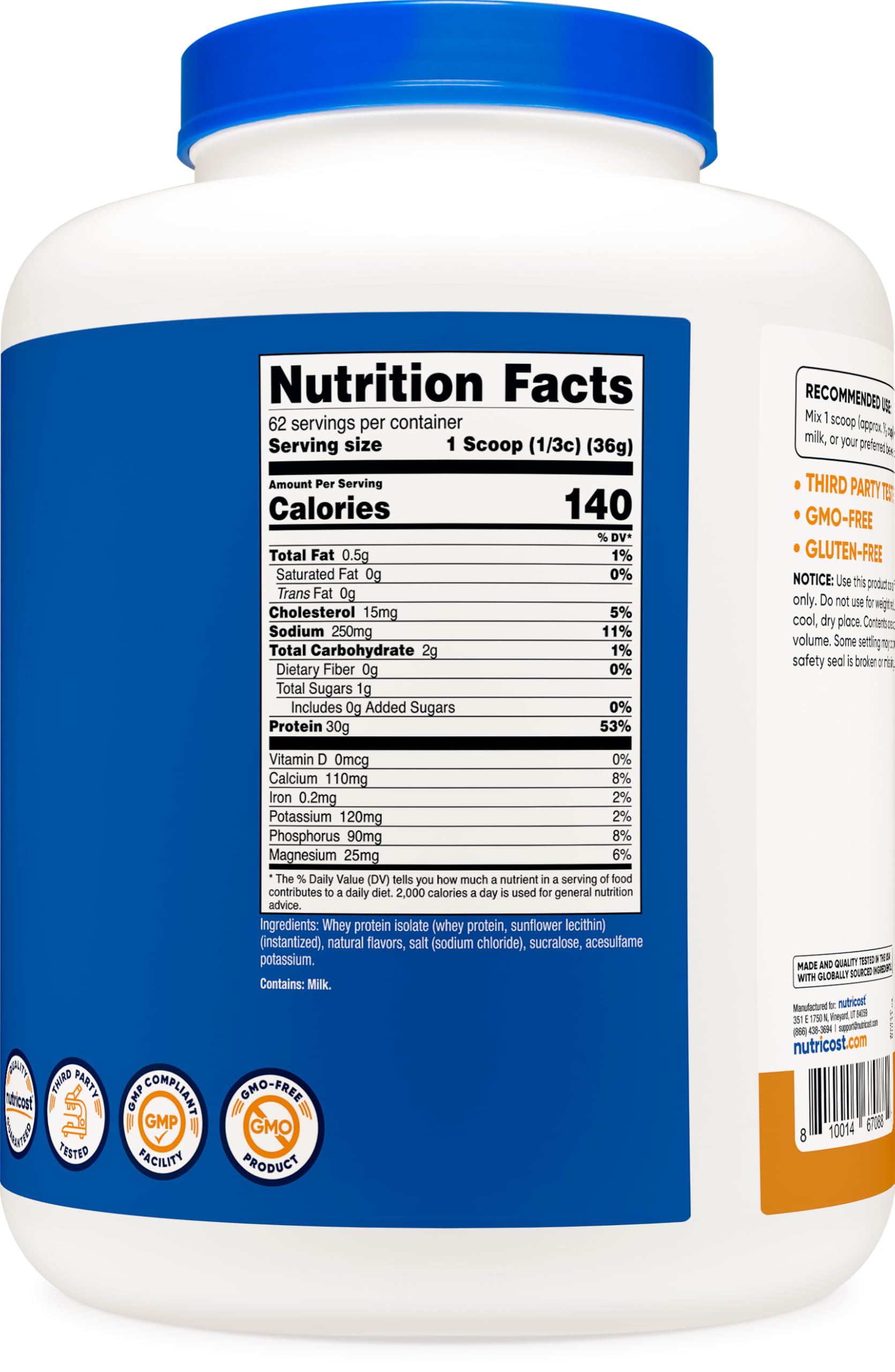 Foto 6 pulgar | Proteína En Polvo Nutricost Whey Protein Isolate, Caramelo Salado, 2,27 Kg - Venta Internacional.