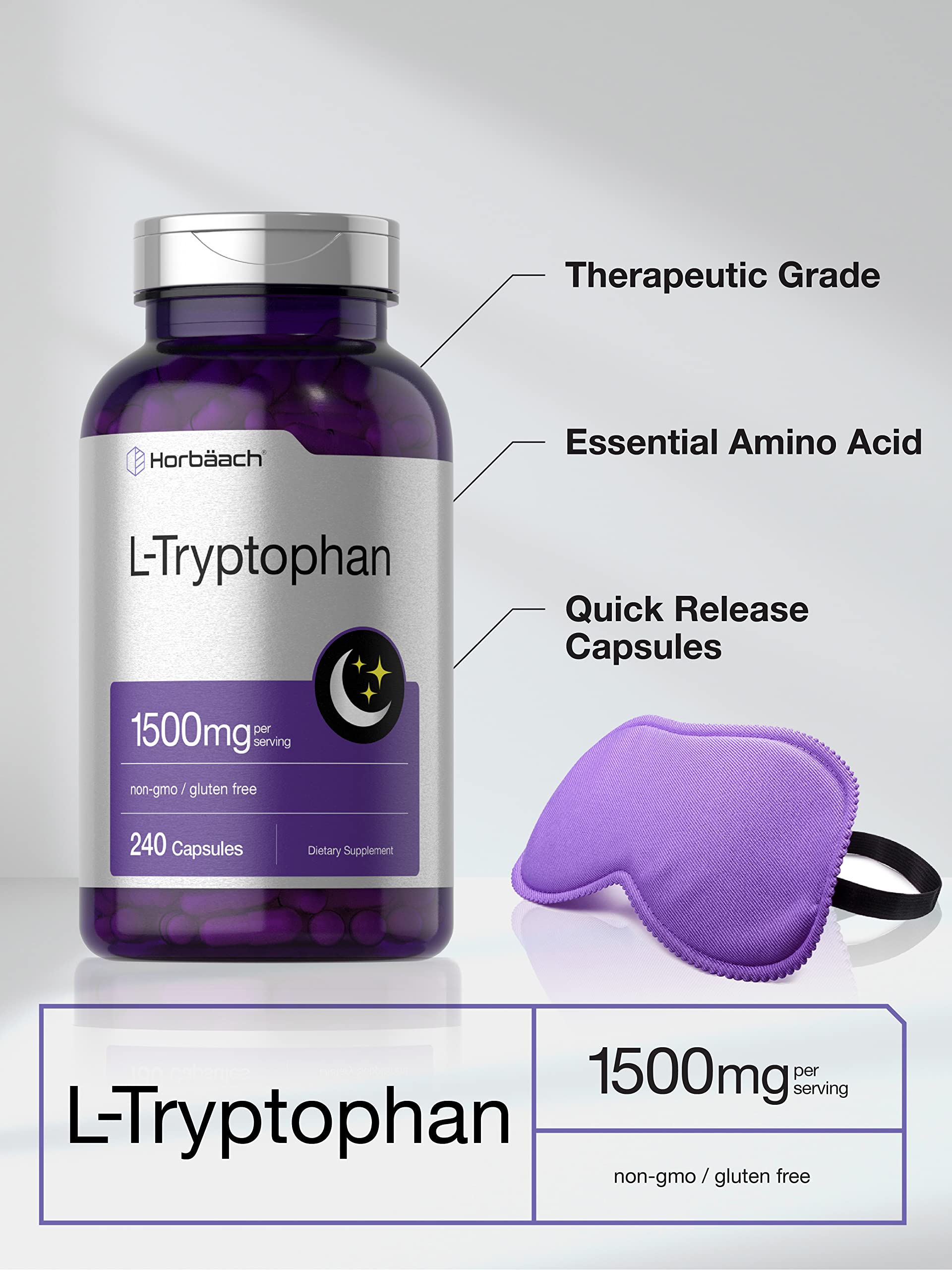 Foto 4 pulgar | Suplemento Horbäach L-triptófano 1500 Mg 240 Cápsulas - Venta Internacional.