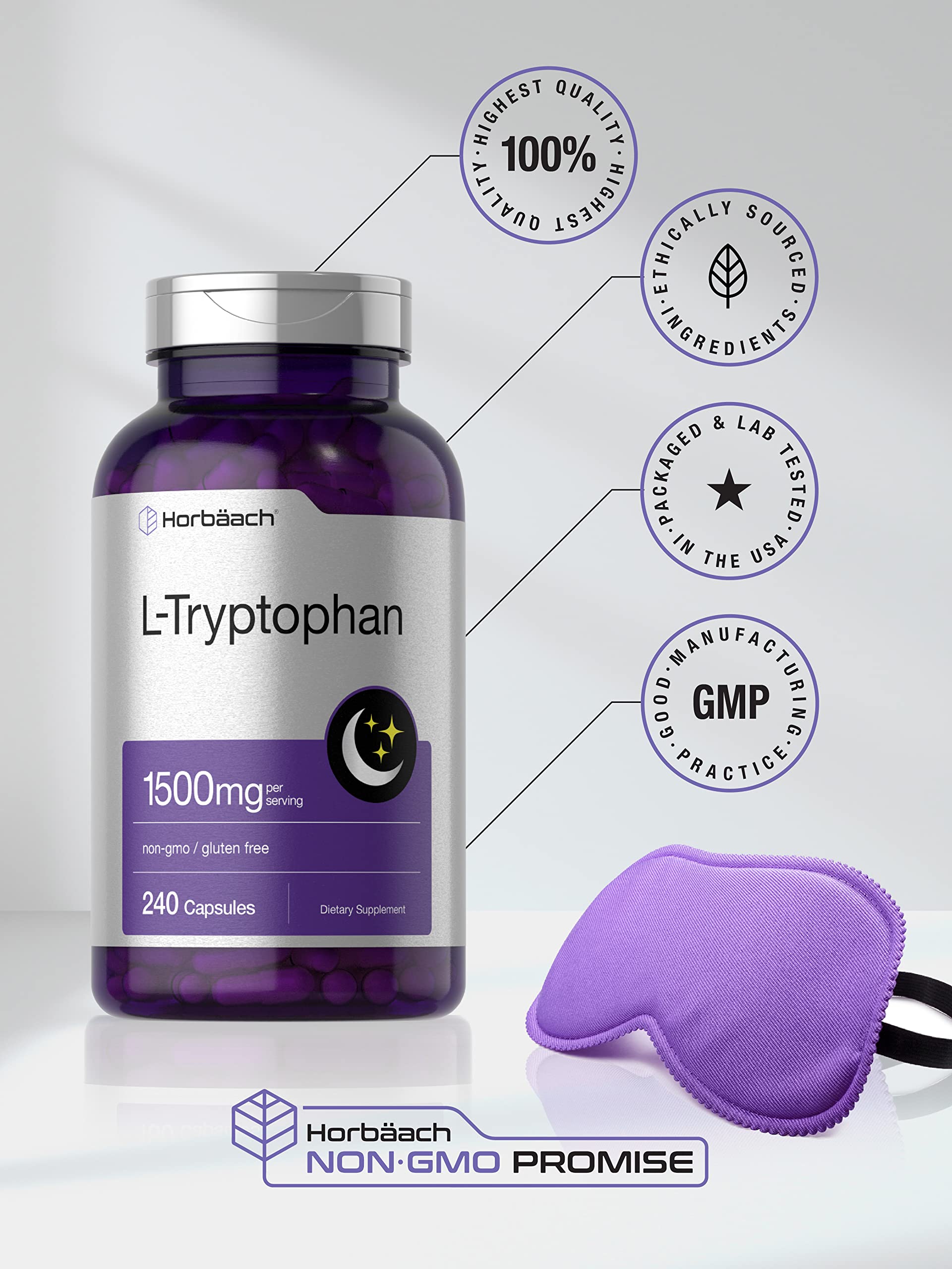 Foto 6 pulgar | Suplemento Horbäach L-triptófano 1500 Mg 240 Cápsulas - Venta Internacional.