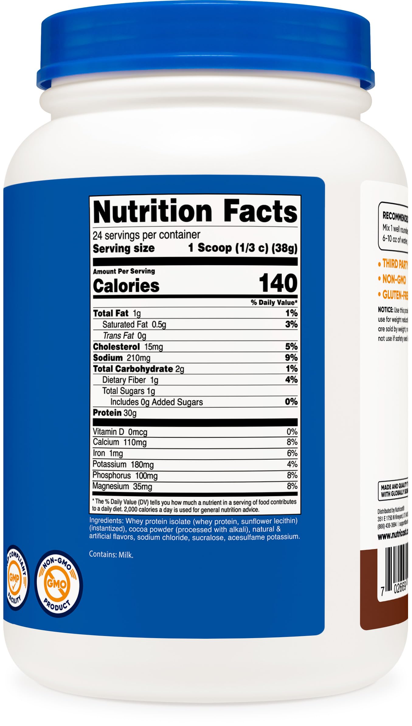 Foto 6 pulgar | Proteína En Polvo Nutricost Whey Protein Isolate 2 Kg - Milk Choco - Venta Internacional.