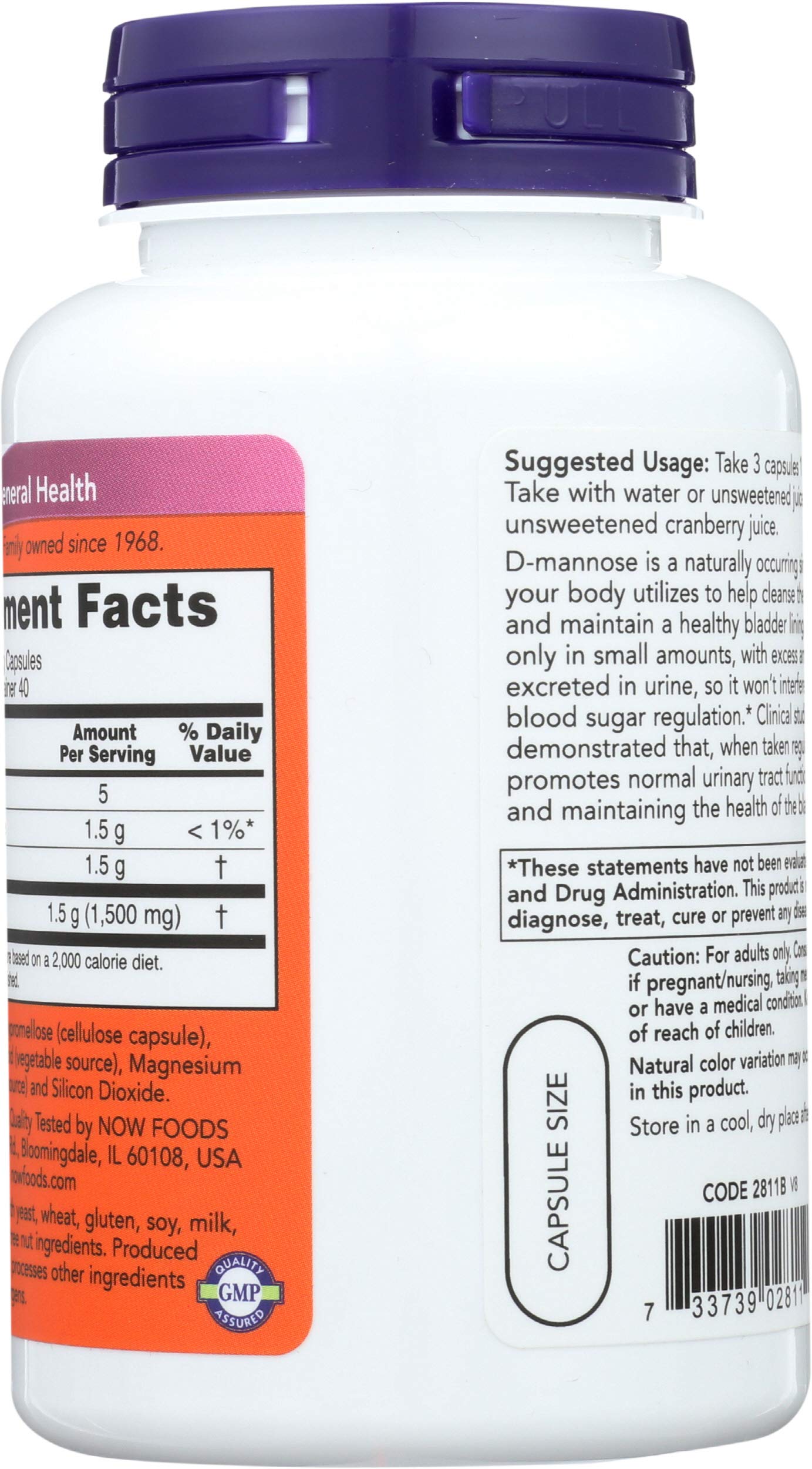 Foto 3 pulgar | Supplement Now Foods D-manosa 500 Mg 120 Cápsulas (paquete De 3) - Venta Internacional.