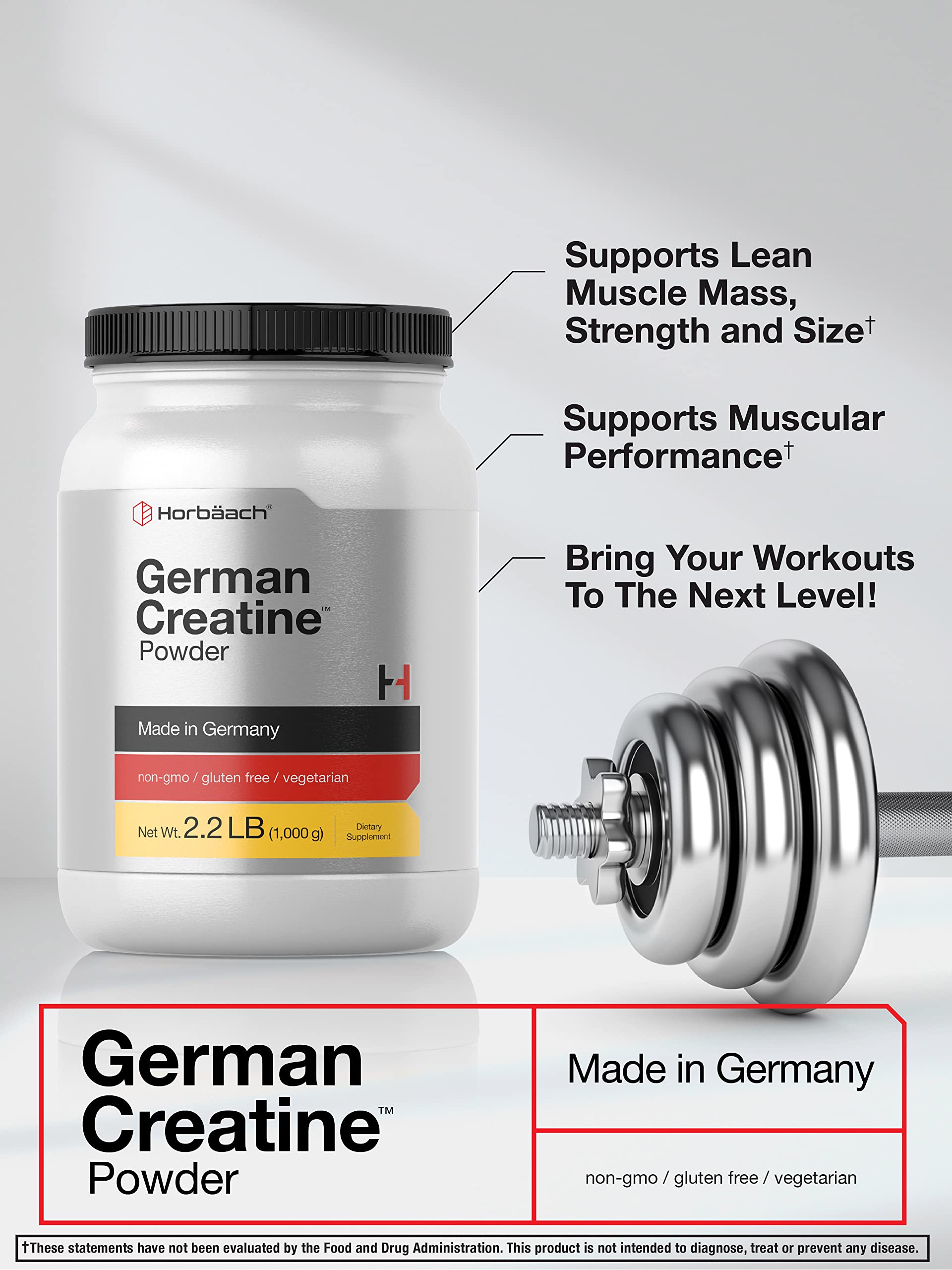 Foto 4 pulgar | Suplemento De Creatina Horbäach German Creapure En Polvo De 1000 G - Venta Internacional.